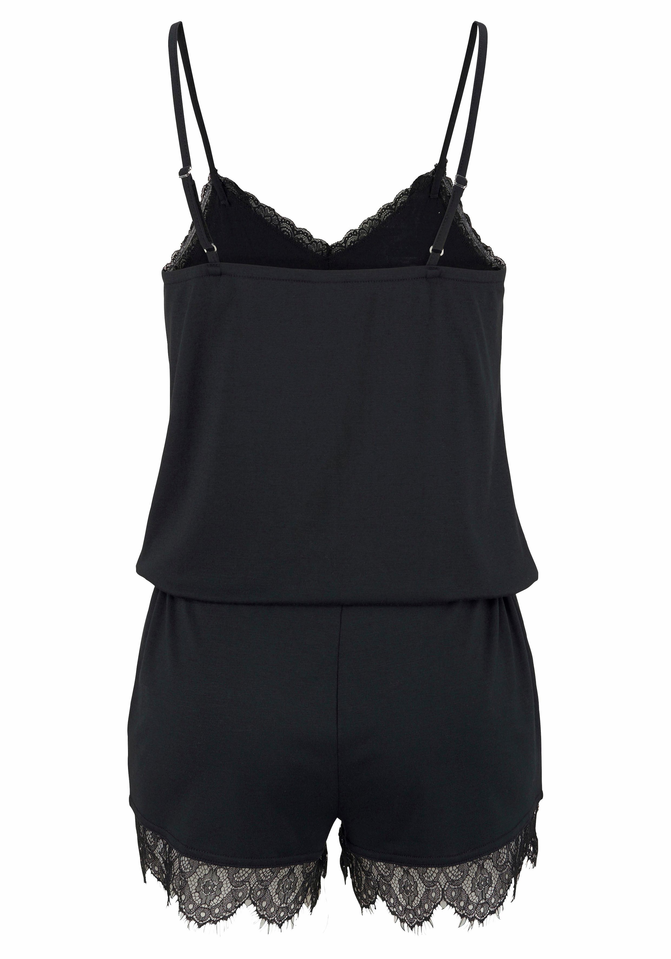 LASCANA Playsuit, mit Spitzensaum