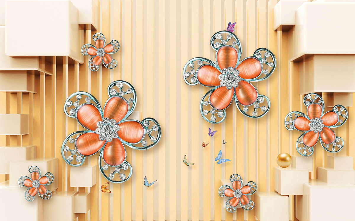 Papermoon Fototapete »Muster mit Blumen«