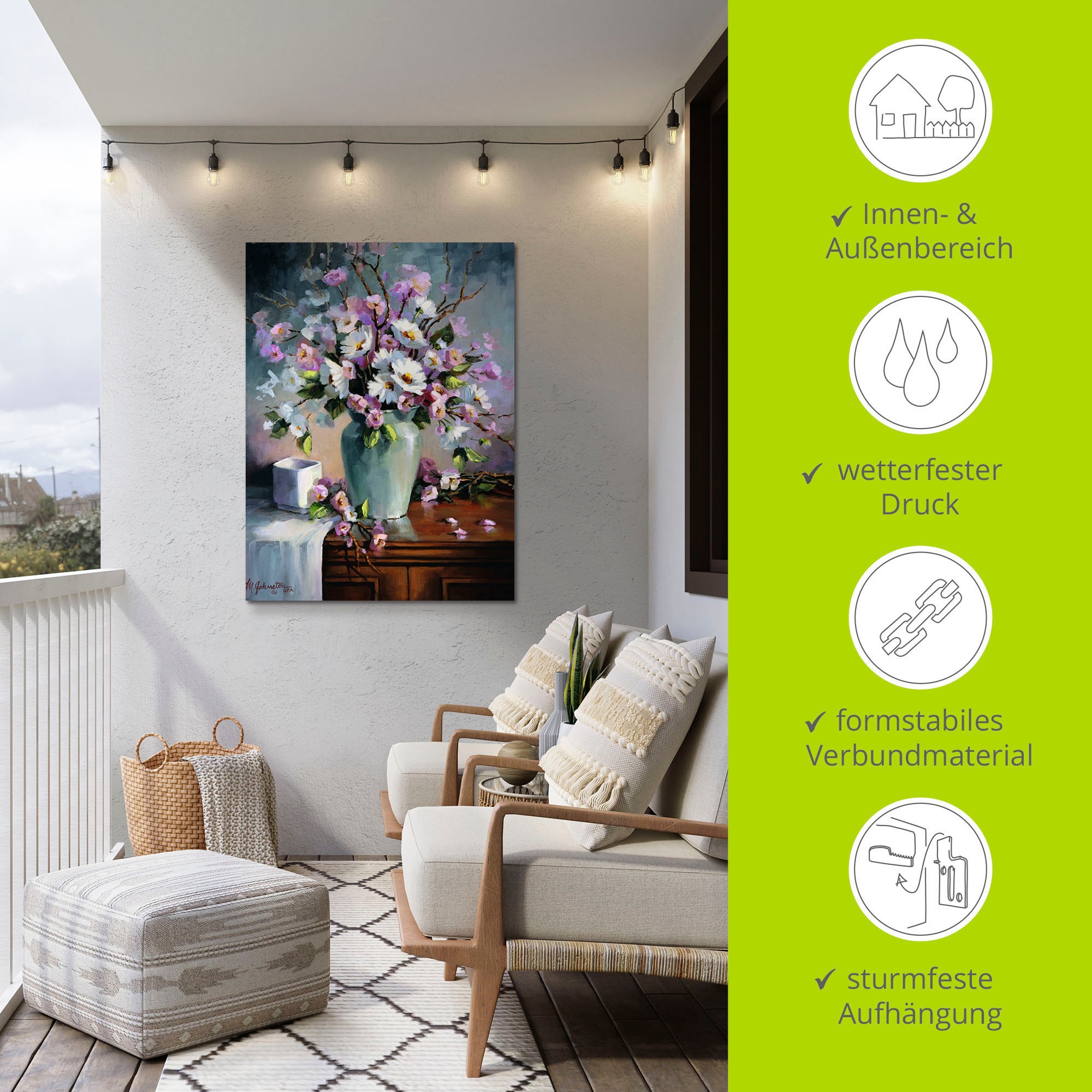 Artland Alu-Dibond-Druck »Apfel und Kirchblüten« Arrangements 1 Stk. tlg. für Innen- und Außenbereich geeignet, Outdoorbild