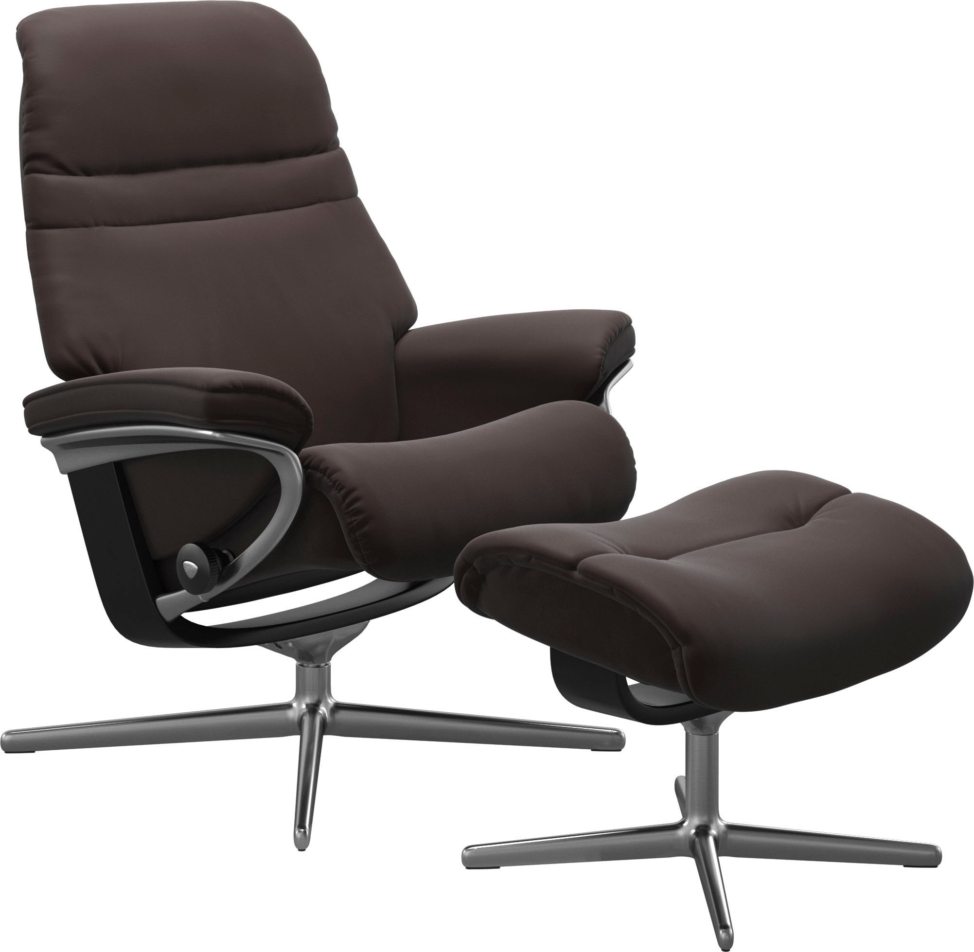 Stressless® Relaxsessel »Sunrise«, (Set, Relaxsessel mit Hocker), mit Hocker, mit Cross Base, Größe S, M & L, Holzakzent Schwarz