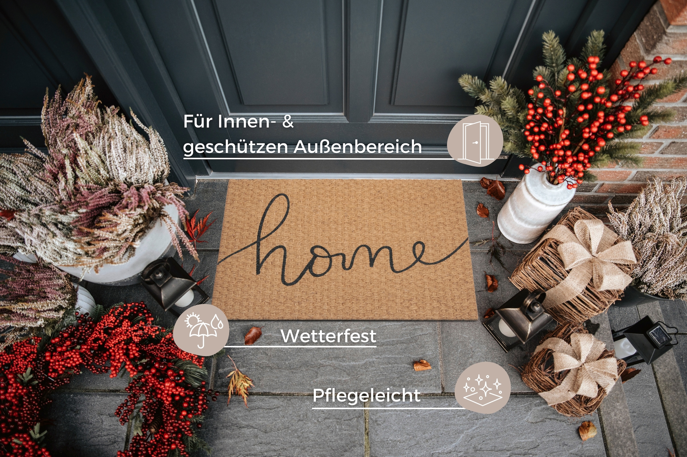 HANSE Home Fußmatte »Kokos Braided Home, Türmatte«, rechteckig, 15 mm Höhe, Kokos, Schmutzfangmatte, Outdoor, Rutschfest, Innen, Kokosmatte, Flur