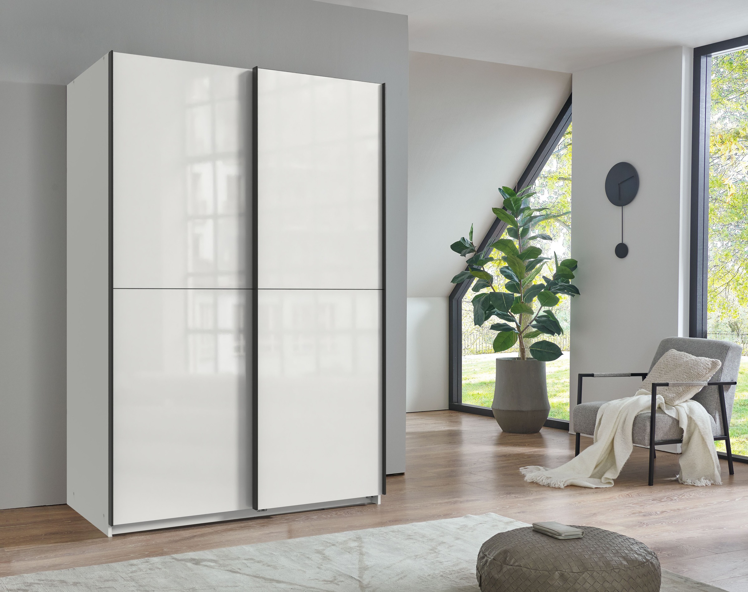 Wimex Kleiderschrank »Mugano, B/T/H 135 oder 180/65/198cm, Made in Germany«, (wähle Deine Ausstattung: Basic oder Premium!), 2 Schwebetüren mit oder ohne Spiegel, Metallgriffe