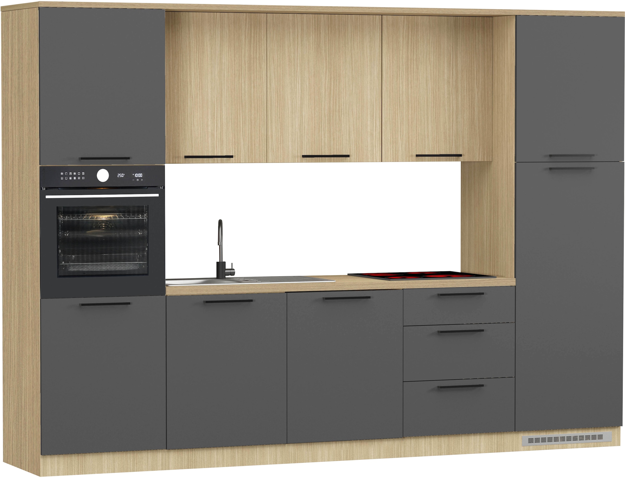 KOCHSTATION, Küchenzeile »KS-Luna, Einbauküche, Zeilenküche, Küchenblock« Breite 300 cm, wahlweise mit Hanseatic-E-Geräten, APL 35mm stark, Küche: 