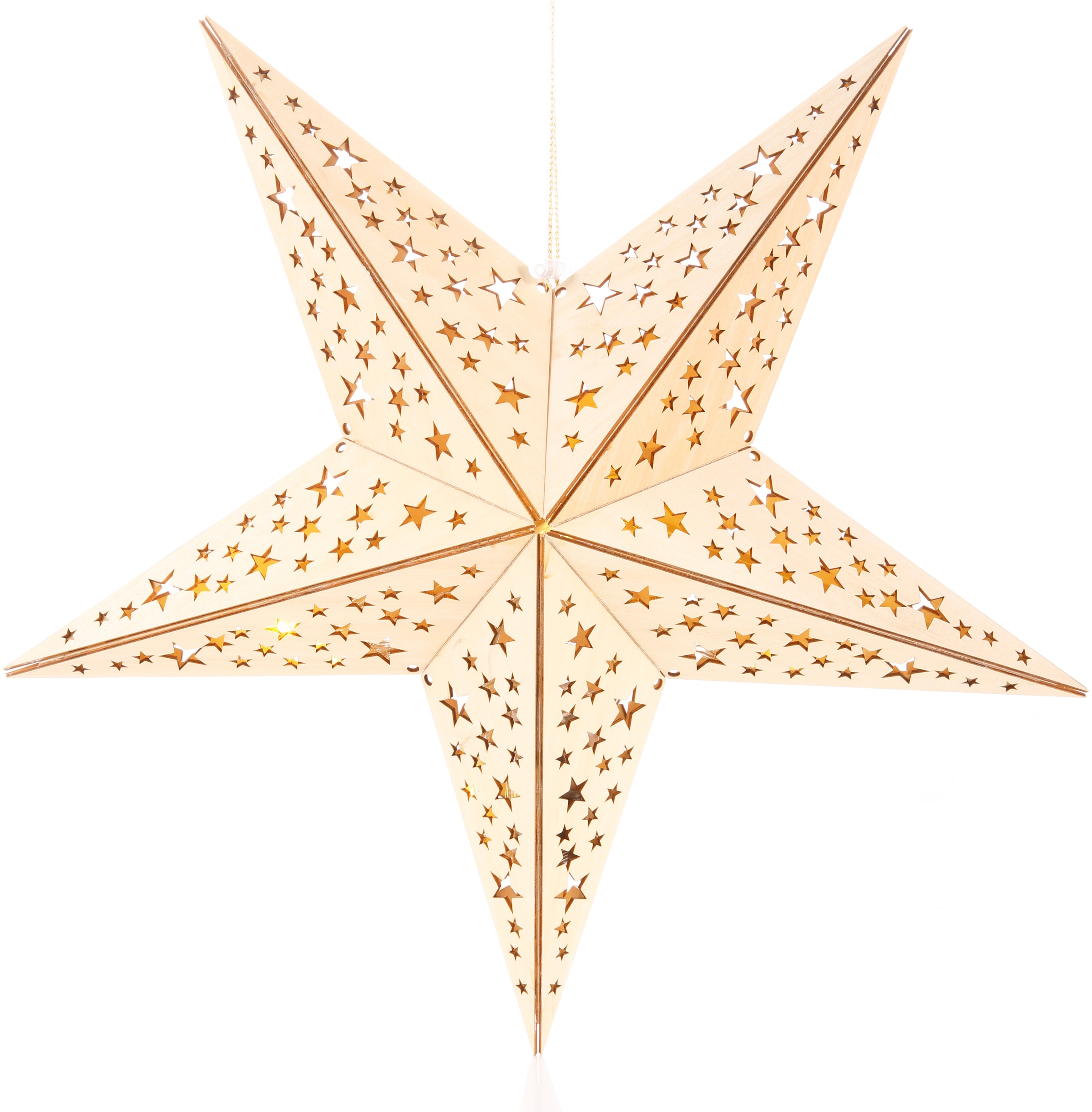 BONETTI LED Stern »Weihnachtsstern«, 10 flammig-flammig, aus Holz, mit Lichterkette, Weihnachtsdeko