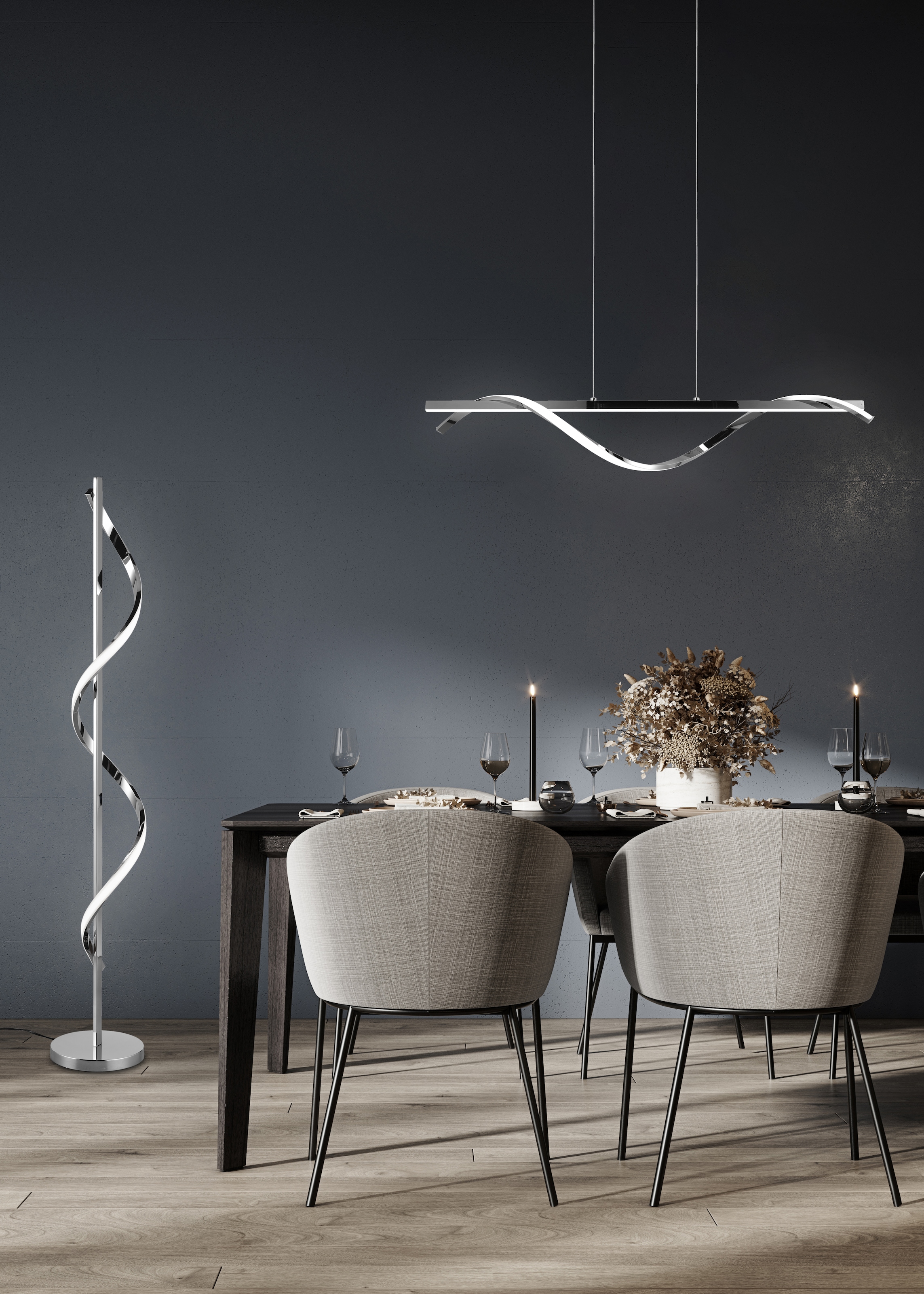 REALITY Leuchten LED Stehlampe »ISABEL, Stehlampe mit Fußschalter, 21,5W LED kaltweiß 4000K 2600 Lumen« LED-Board 1 Stk. Kaltweiß Stehleuchte stufenlos dimmbar, Höhe 120cm Ø 20cm, Memory Funktion