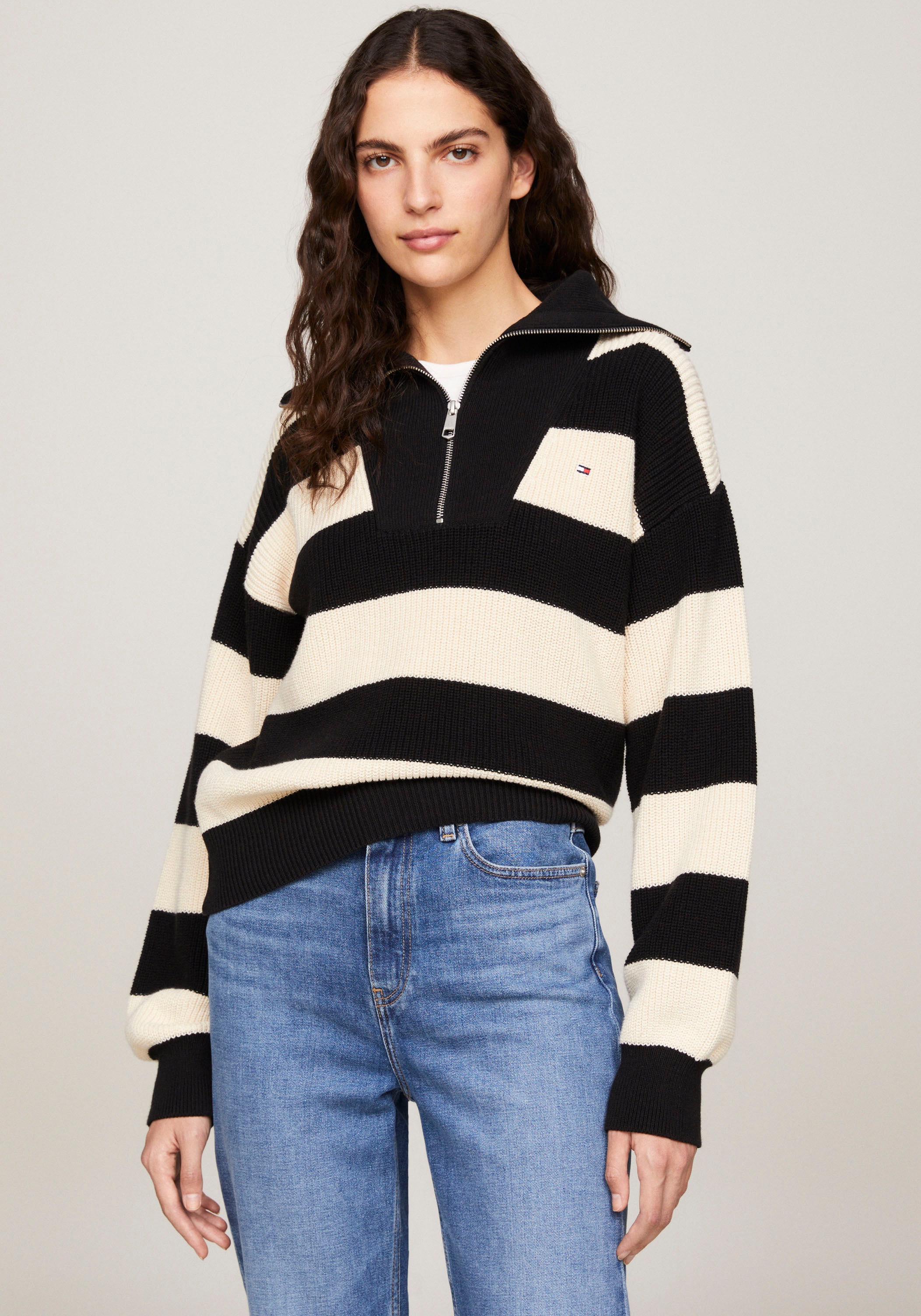 Strickpullover Tommy Hilfiger Pullover Gestreift Sweatjacke Blau