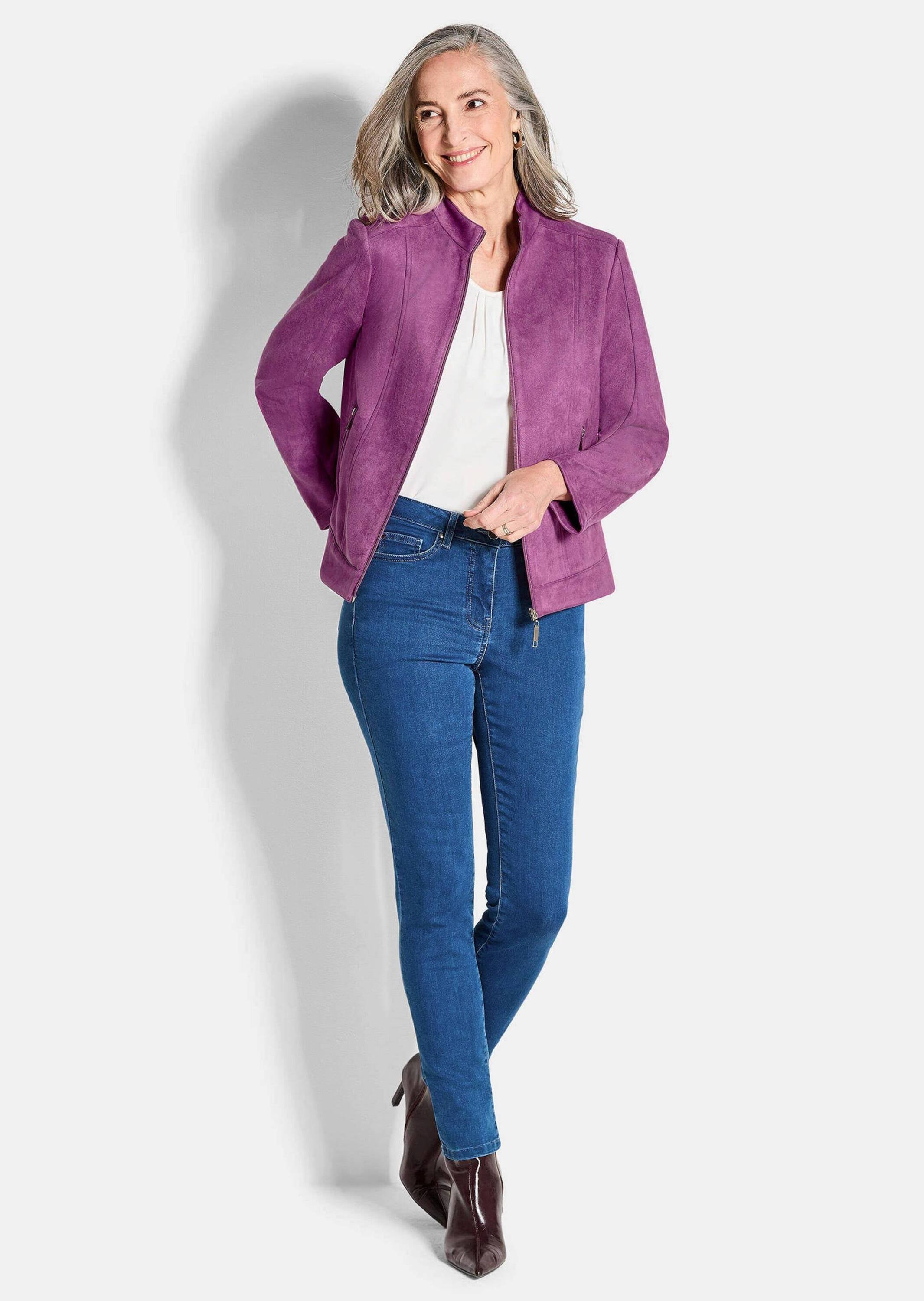 GOLDNER Blouson »Kurzgröße Elegante Veloursjacke mit Stehkragen«