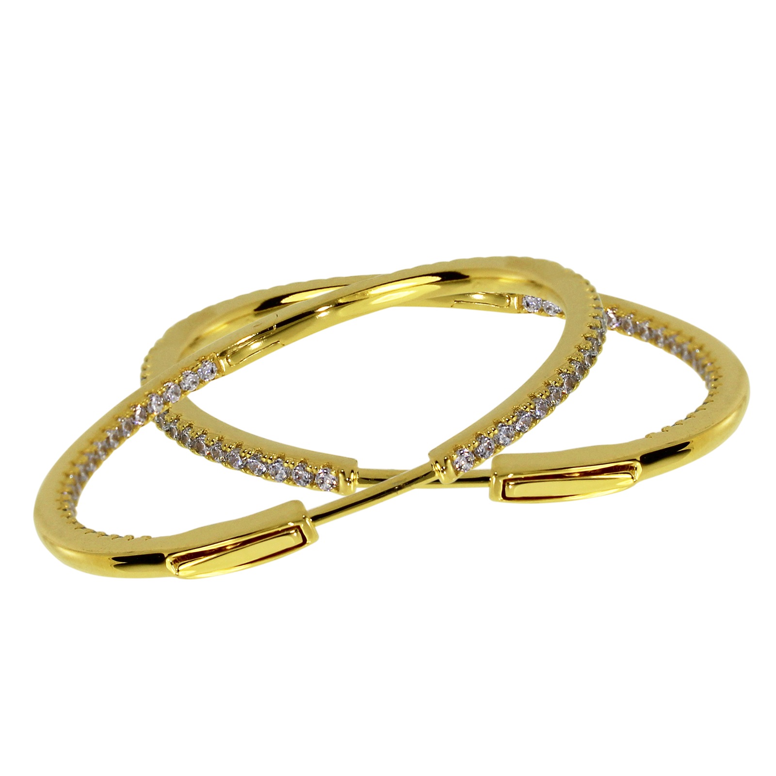 OSTSEE-SCHMUCK Klappcreolen »- Simone 40 mm - Silber 925/000, vergoldet - Zirkonia«