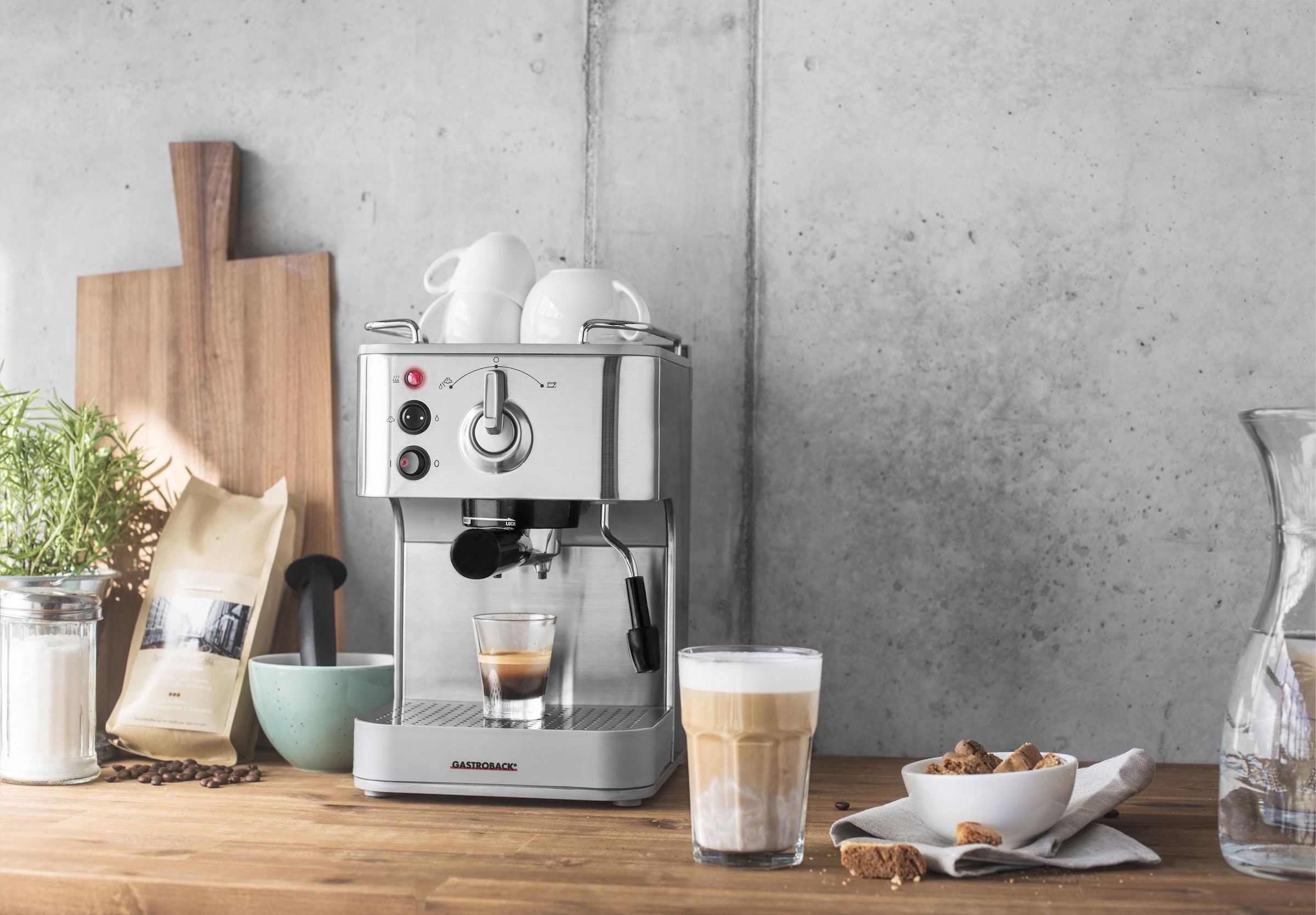 Gastroback Espressomaschine »Design Espresso Plus 42606« Siebträger, auch für Espressopads geeignet, inkl. Milchkännchen