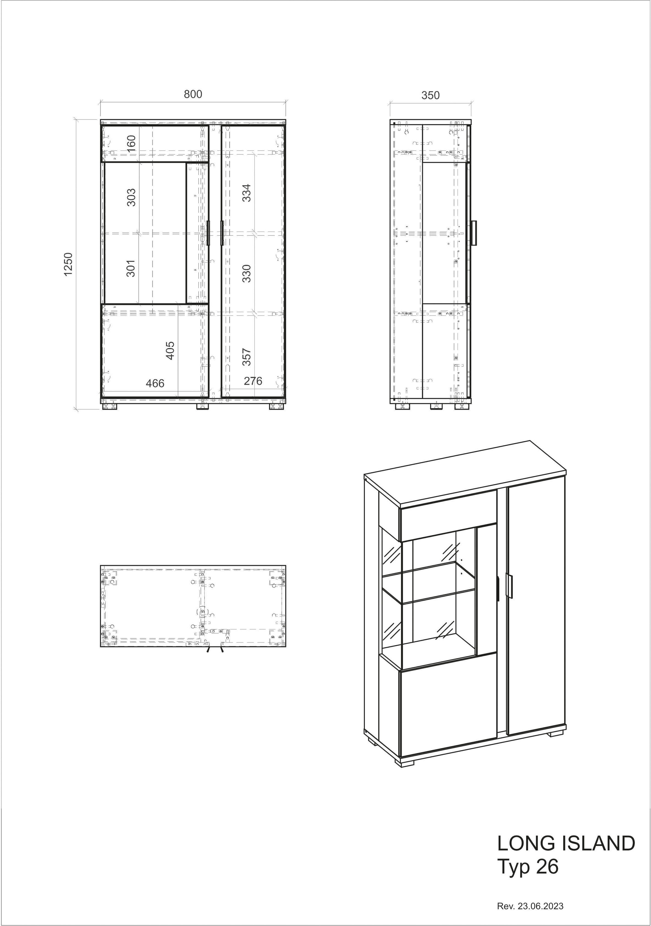 INOSIGN Vitrine »LONG ISLAND, Stauramvitrine«, (1 St.), in moderner Trendfarbe,inklusive senkrechter Beleuchtung,Breite 80 cm