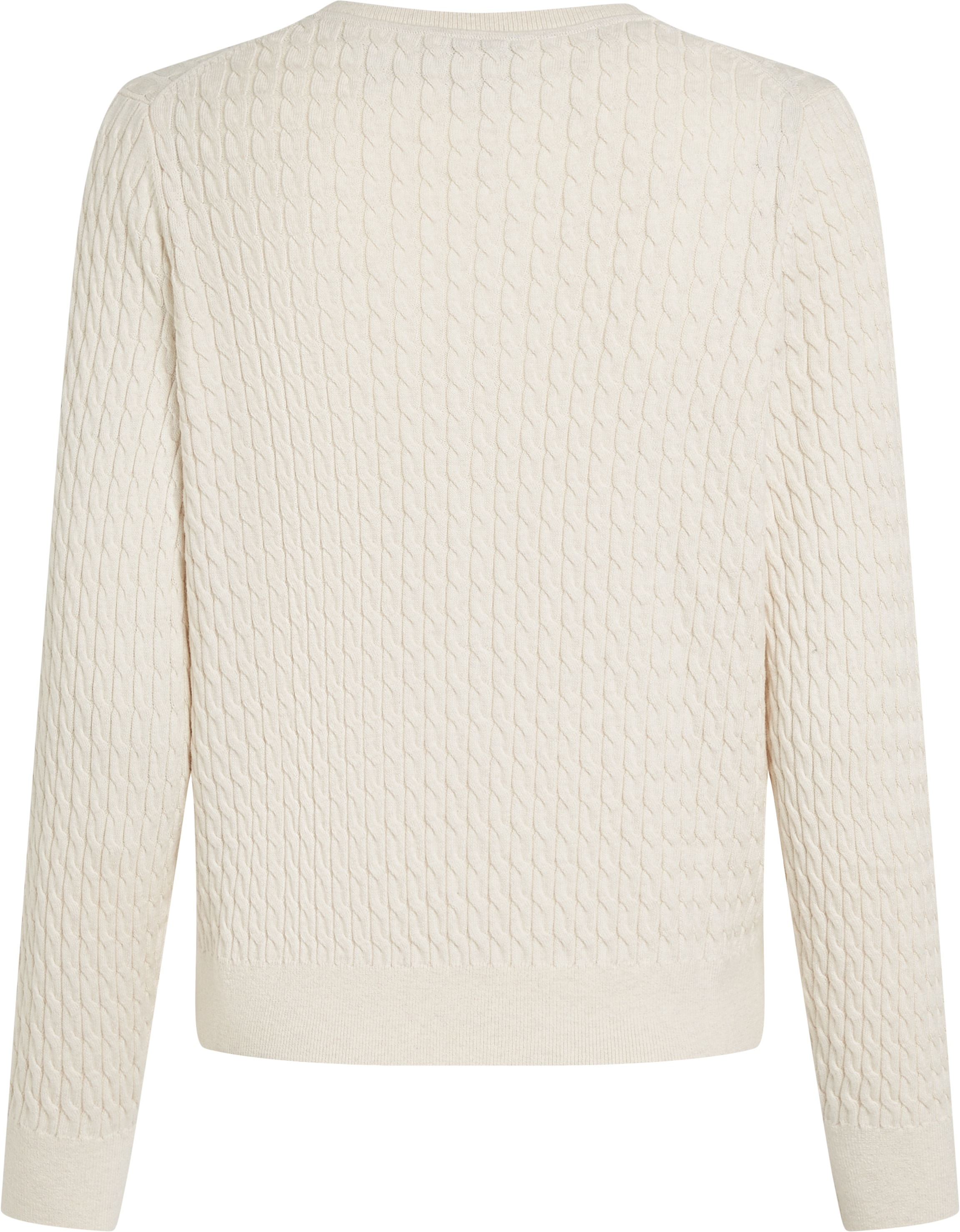 Tommy Hilfiger V-Ausschnitt-Pullover »CO CABLE V-NK LS SWT« mit Zopfmuster, Logostickerei