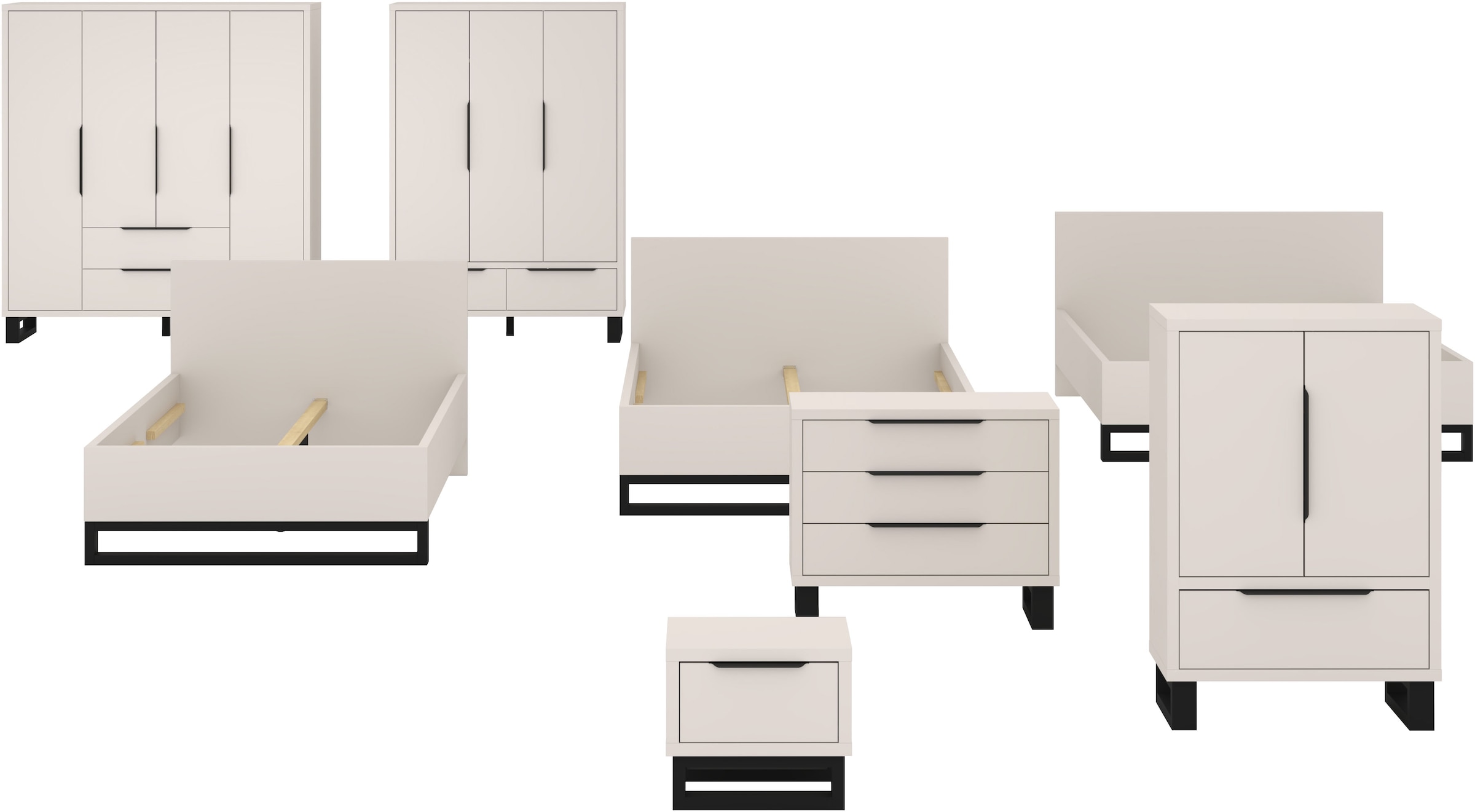 Home affaire Drehtürenschrank »Bronne,Breite 191 cm, Kleiderschrank inclusive Innenausstattung« Kleiderschrank, 2 Schubkästen, Metallgriffe, Garderobe