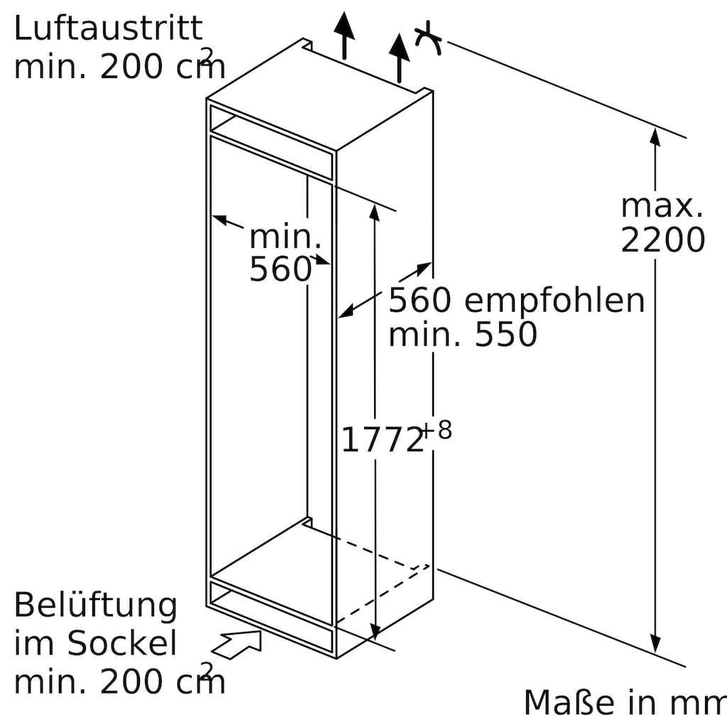 NEFF Einbaukühlschrank »KI8813FE0«, KI8813FE0, 177,2 cm hoch, 56 cm breit