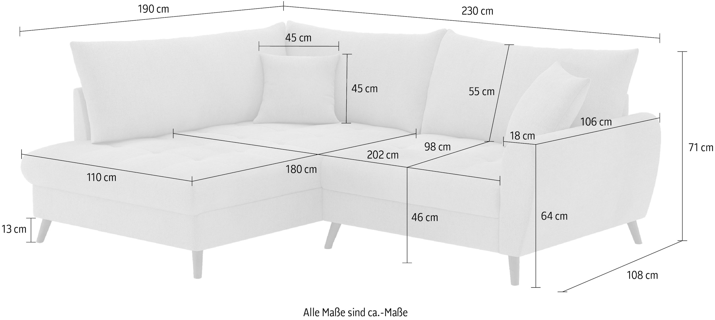 Mr. Couch Ecksofa »Blackburn II, L-Form«, Mit Kaltschaumpolsterung bis 140 kg belastbar