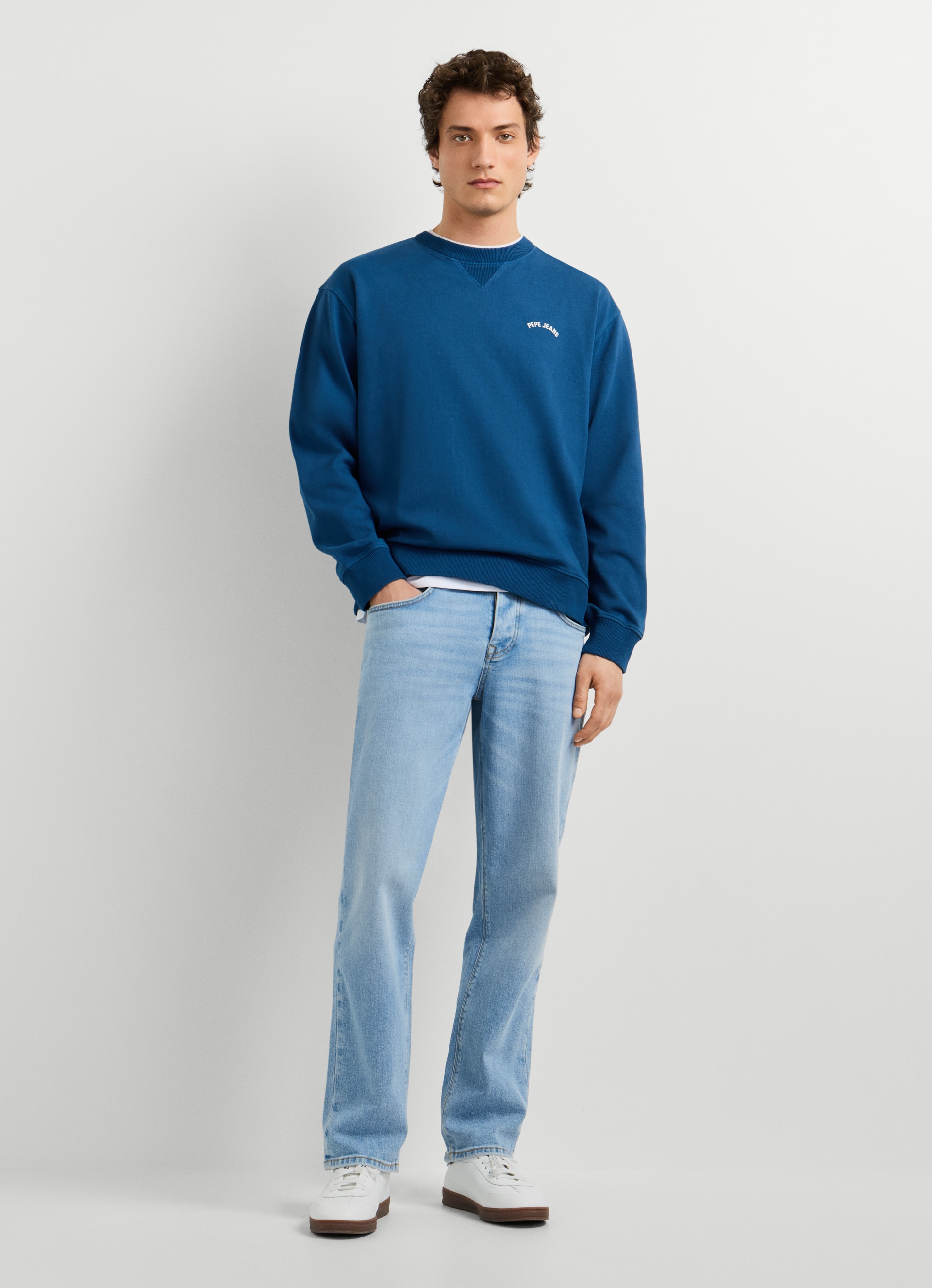 Pepe Jeans Sweatshirt »JOHN CREW«, mit Rippeinsatz am Rundhals, Logoschriftzug
