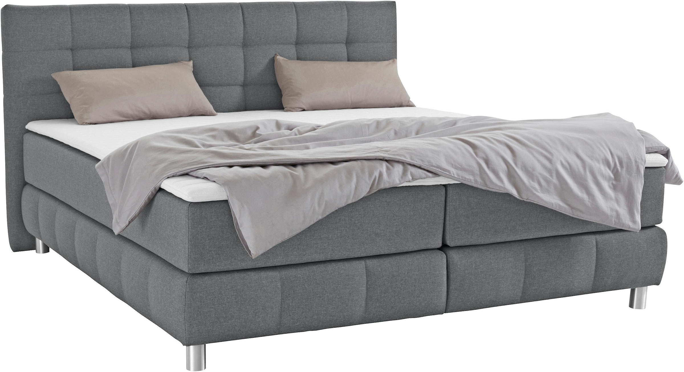 andas Boxspringbett »Salo XXL«, in Samtoptik oder Struktur, 6 Breiten in Überlänge 220cm, 4 Härtegrade