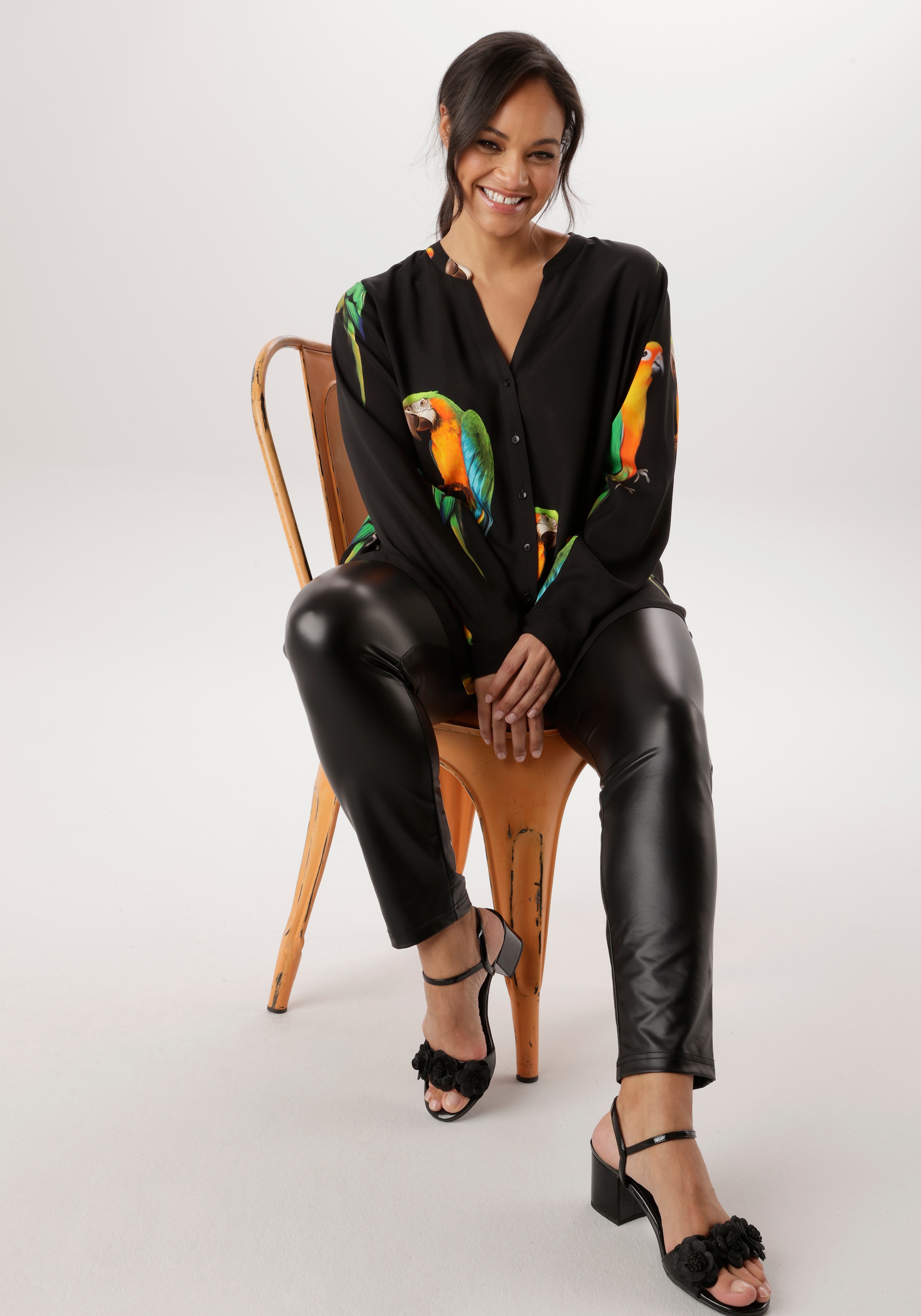 Aniston PLUS Longbluse Mit ausgefallenen Papgeien Druck - NEUE KOLLEKTION