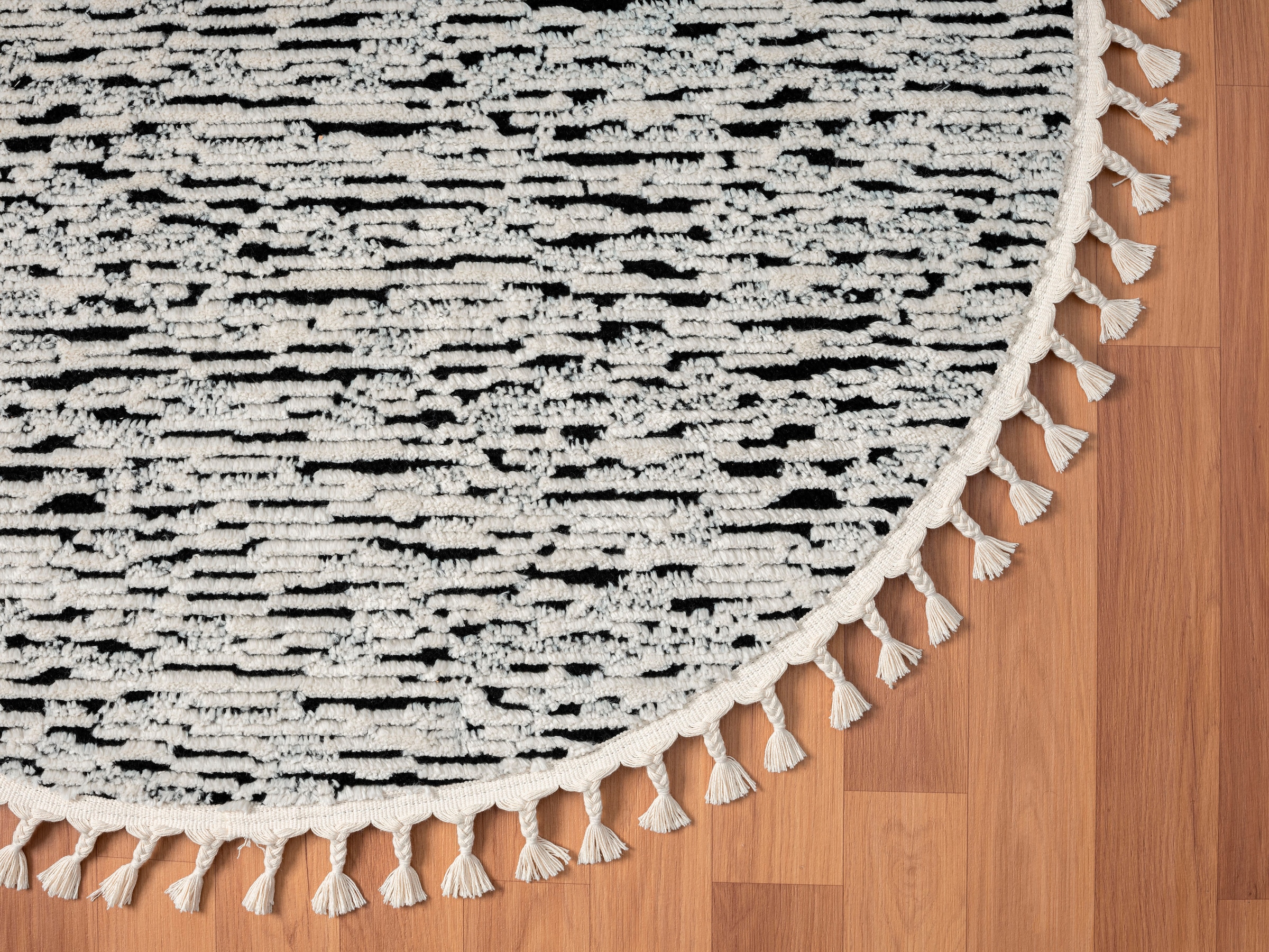 Myflair Möbel & Accessoires Hochflor-Teppich »Moroccan Rockface«, rund, 24 mm Höhe, modern, marokkanisches Design, meliert, flauschig weich, mit Fransen