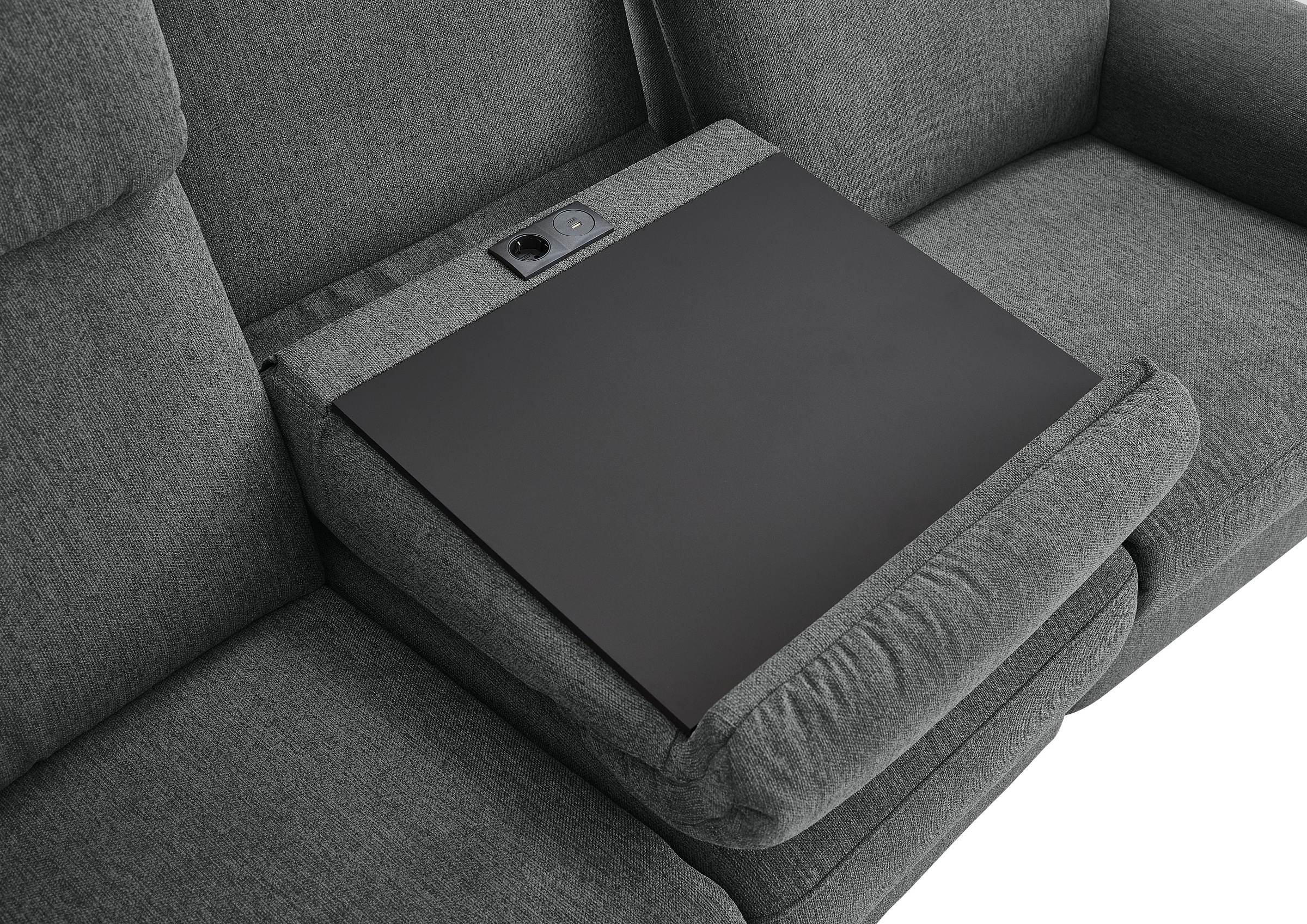 Home affaire 3-Sitzer »Turin Sofa mit elektrischer Relaxfunktion, Breite 226 cm« inkl. Tisch, USB & Steckdose, Federkern & pflegeleichtem Bezug