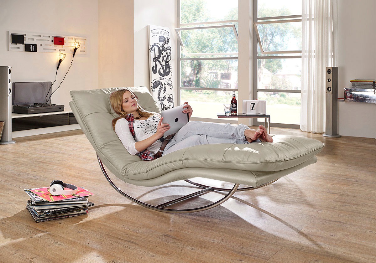 W.SCHILLIG Relaxliege »daily dreams«, in Waffelkissen-Optik, Schaukelgestell Chrom glänzend, in 2 Breiten