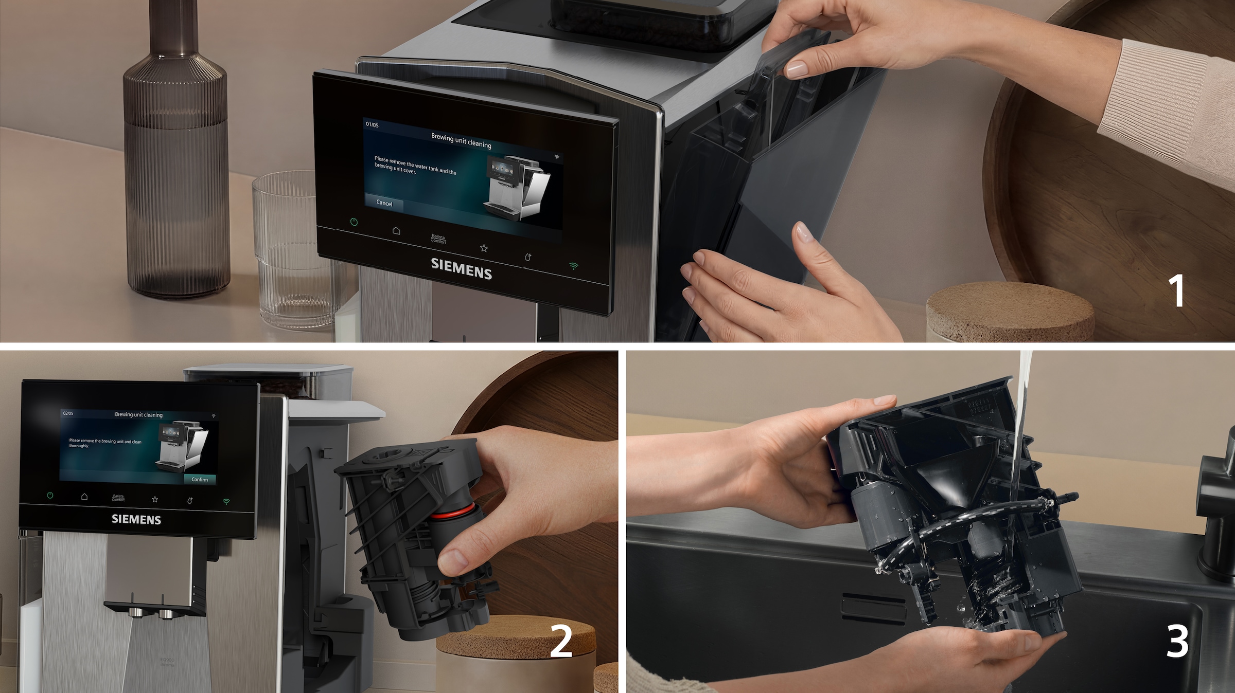 SIEMENS Kaffeevollautomat »EQ900 TQ923E43, 41 versch. Getränke, XL-Getränke, Doppeltassenfunktion« farbiges 6.8'' TFT-Display, individuelle Aromaeinstellung, Edelstahl