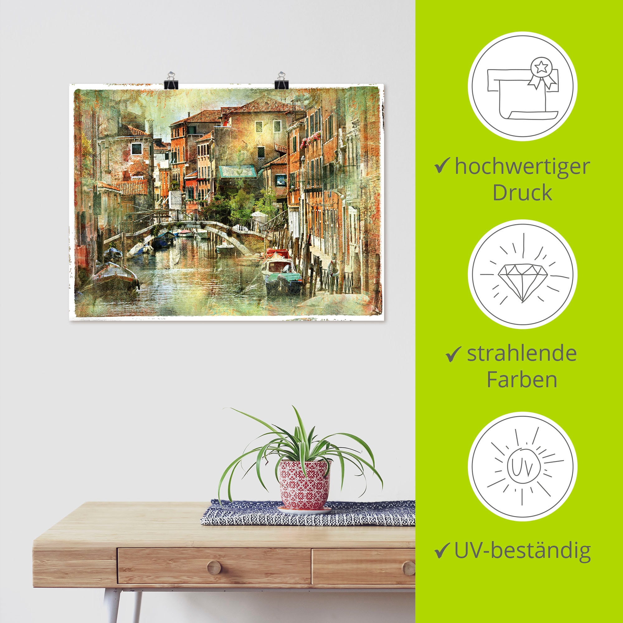 Artland Wandbild »Kanal in Venedig« Italien 1 Stk. tlg. als Leinwandbild, Poster, Wandaufkleber in verschied. Größen