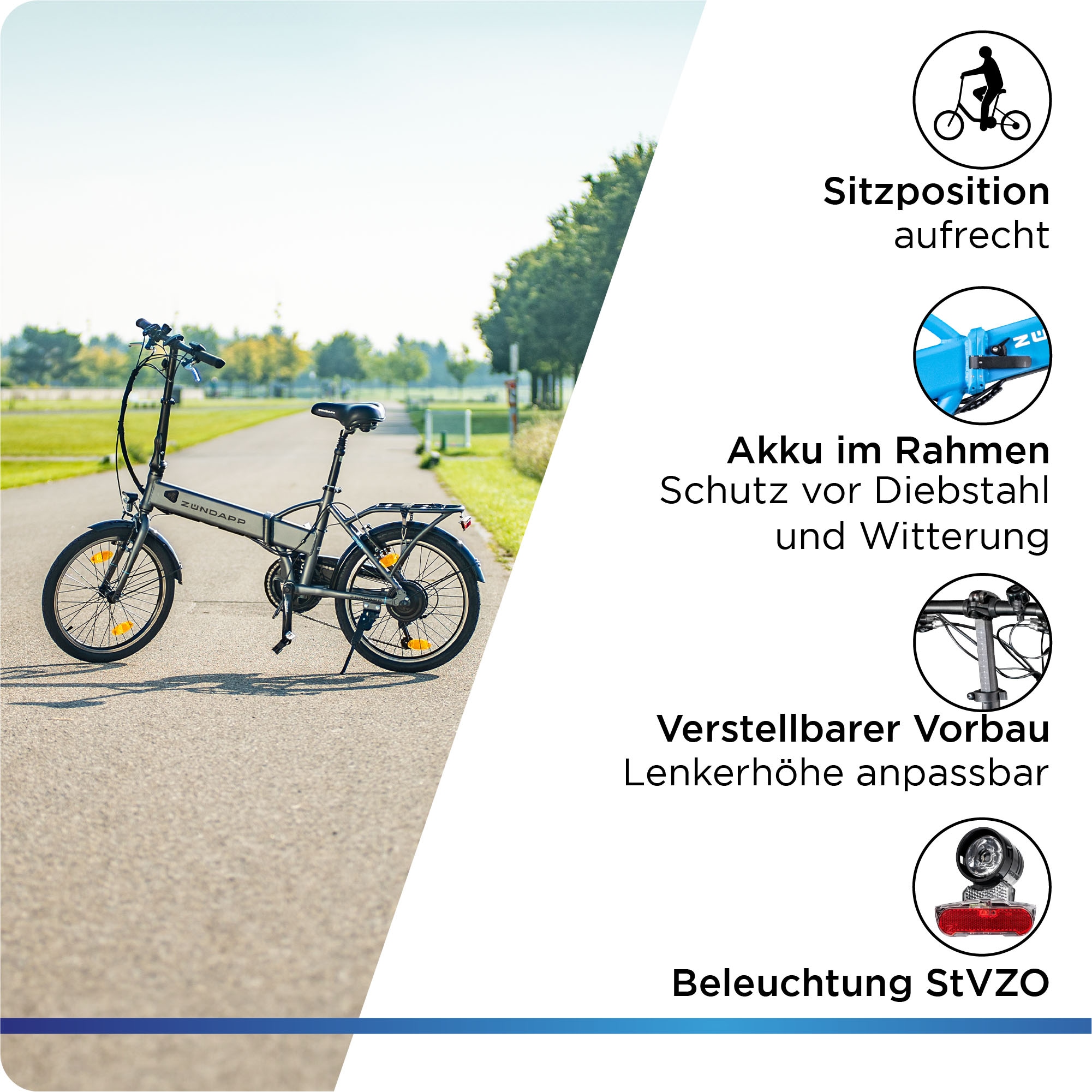 Zündapp E-Bike »Z101«, 6 Gang, Shimano, Tourney RD-TY300, Heckmotor 250 W, Pedelec, Elektrofahrrad für Damen u. Herren