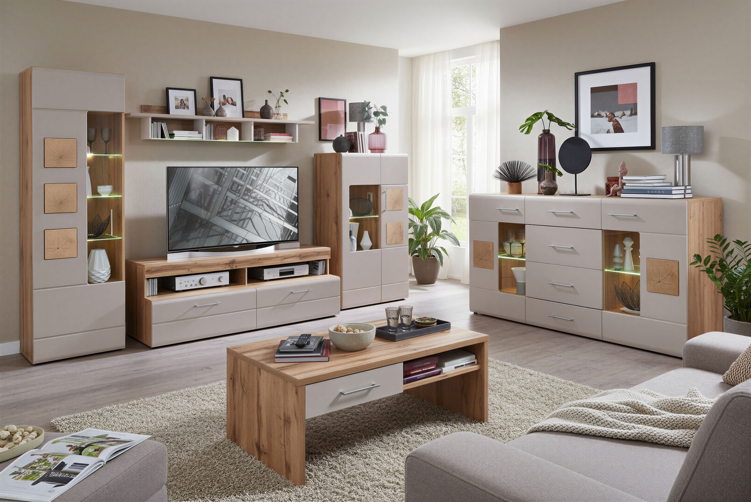 Innostyle Couchtisch »Couchtisch SINFONIE, 110/40/64 cm BxHxT« 1 Stk. tlg. 2 Schubkästen mit Soft-Close Funktion, 2 offene Fächer