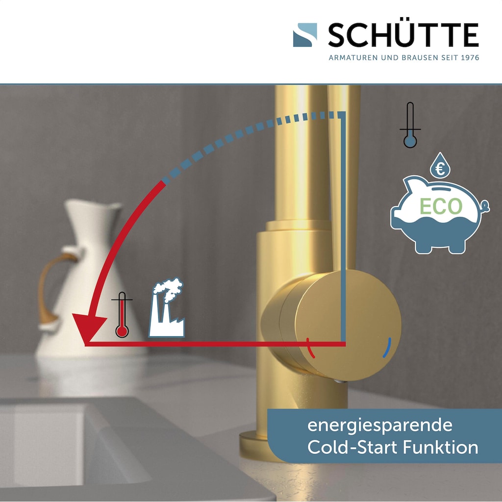 Schütte Spültischarmatur »CORNWALL«, energiesparender Cold-Start, 360° schwenkbare Mischbatterie, Hochdruck