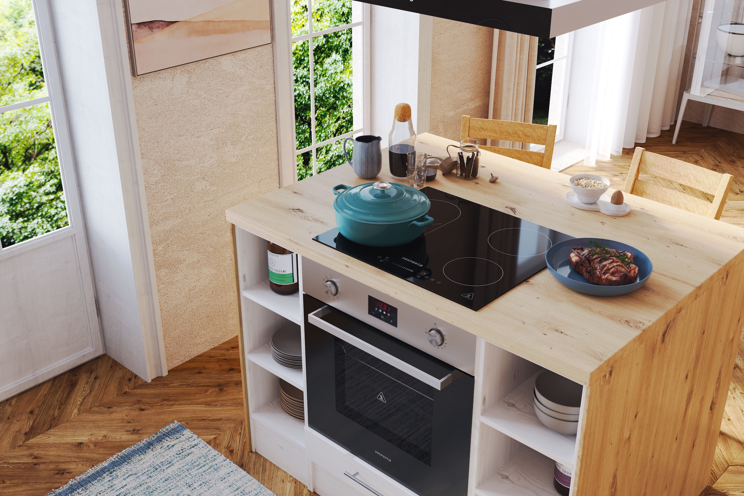 RESPEKTA Küchenzeile »Anton« Breite 310 cm, 91 cm Arbeitshöhe, in exklusiver Konfiguration für OTTO