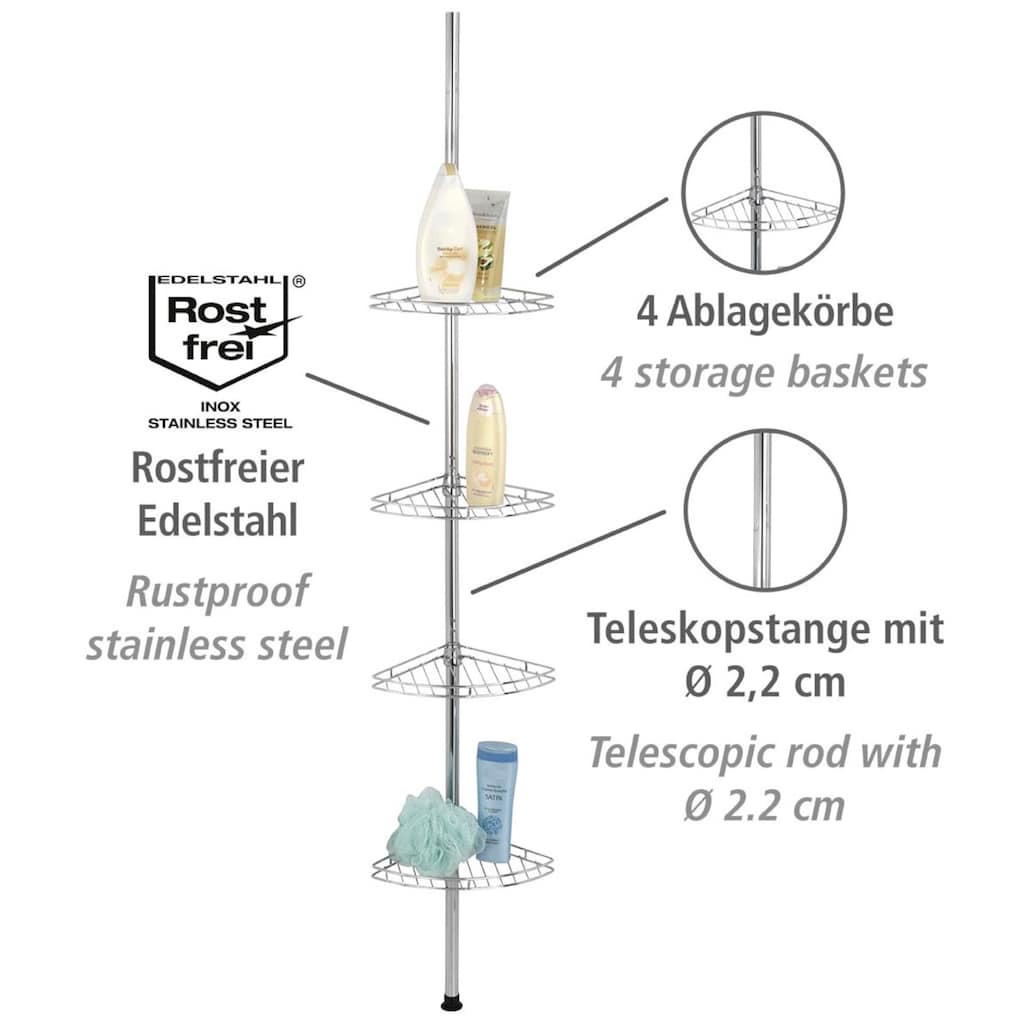 WENKO Teleskopregal »Prea«, 4 Ablagen