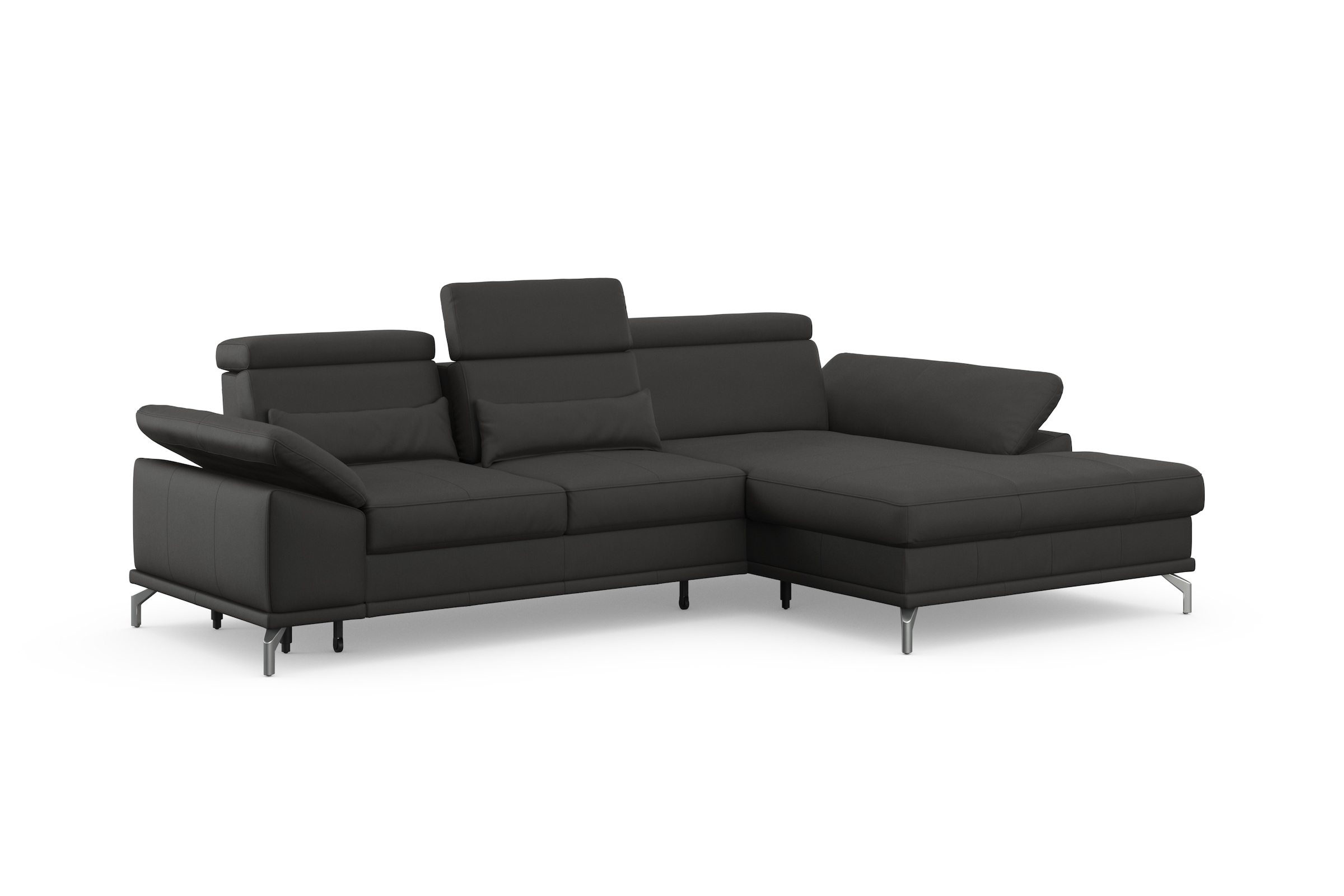 sit&more Ecksofa »Cabrio L-Form, mit Sitztiefenverstellung, Arm- und Kopfteilverstellung«, 2 Nierenkissen, Federkern, optional Bettfunktion und Stauraum