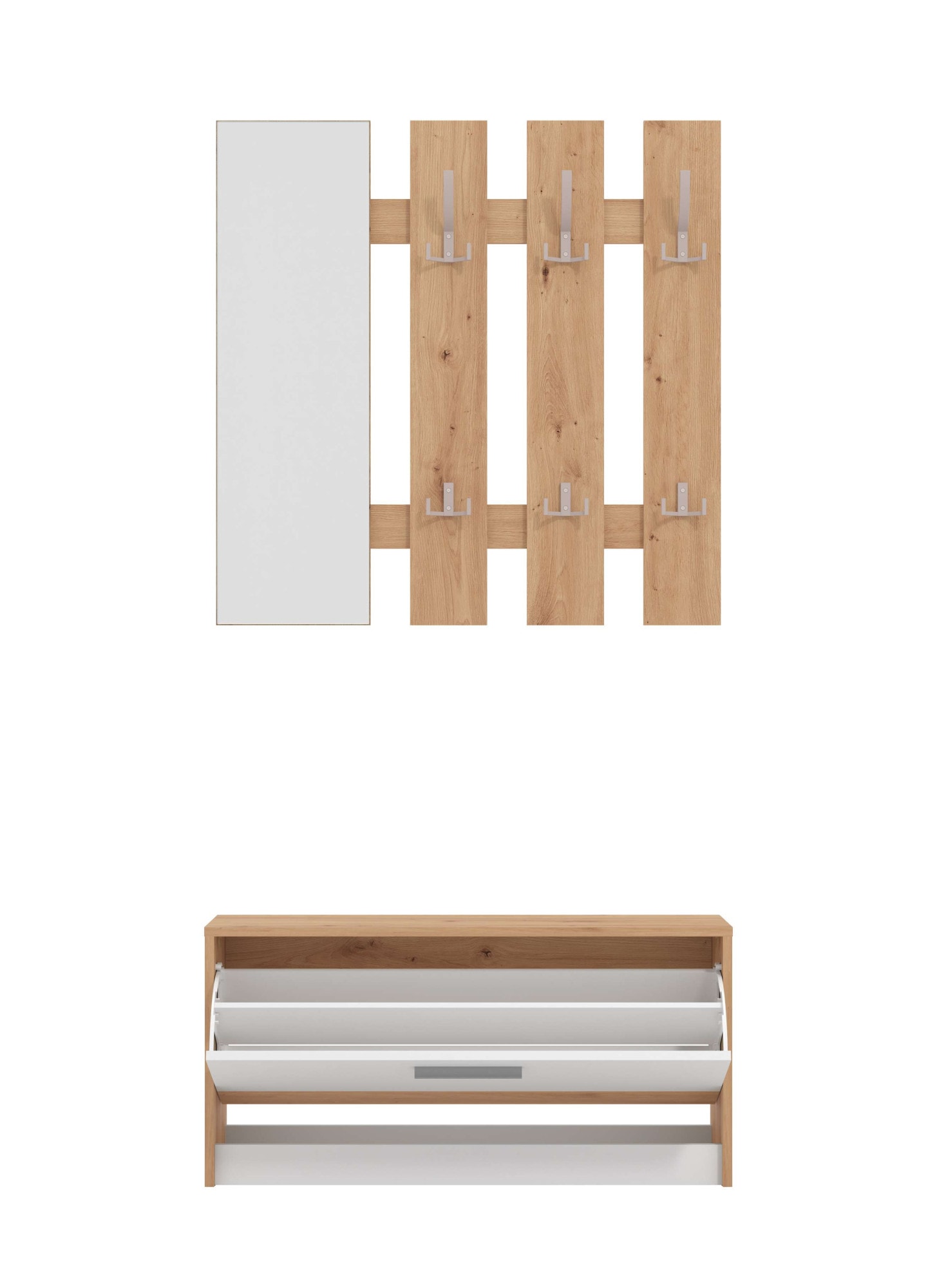 INOSIGN Garderoben-Set »Rimini, Set 2tlg«, (2 St.), bestehend aus Garderobenpaneel und Schuhschrank
