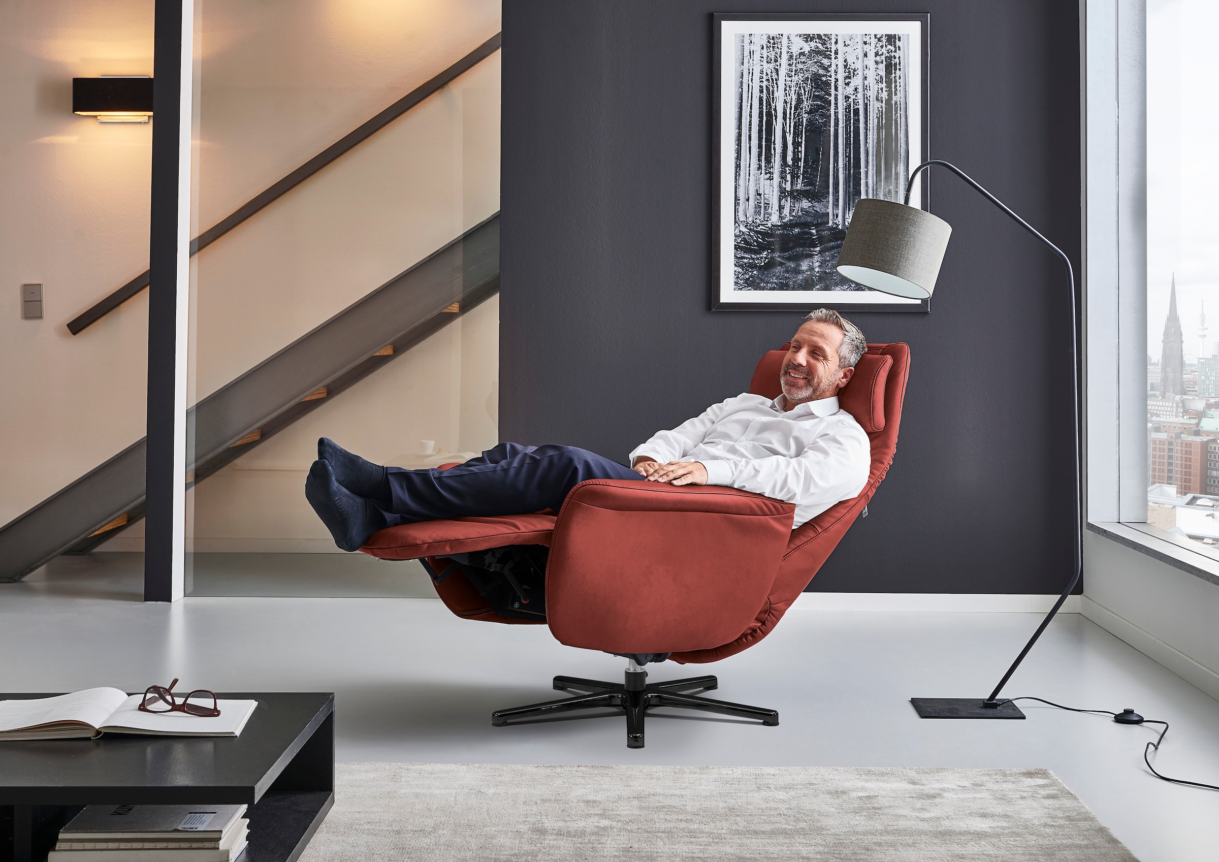 HUKLA Sessel »HU-LC17037« Verstellbare Beinauflage und Rückenlehne, hochklappbare Rückenpolster