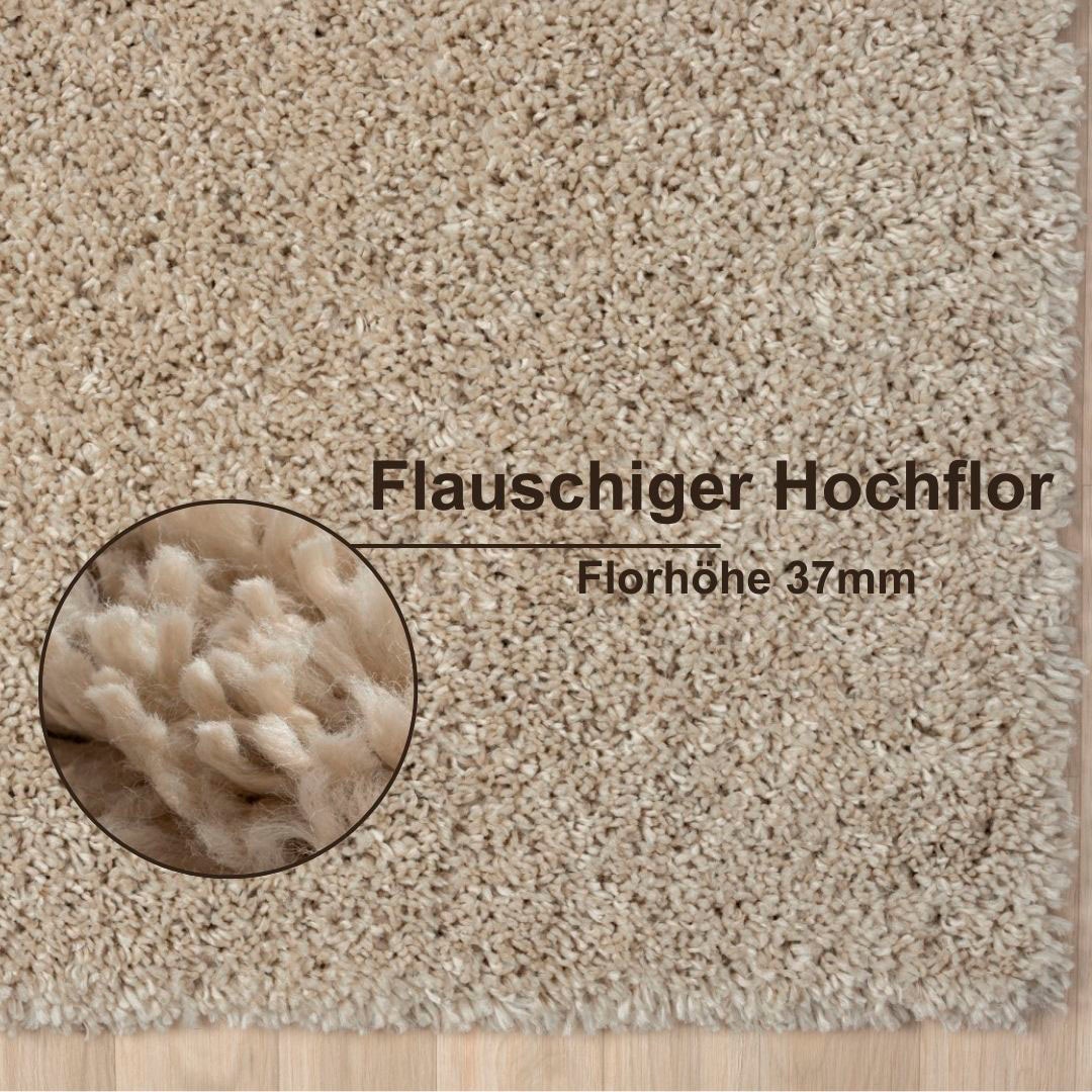 my home Hochflor-Bettumrandung »Banji«, (3 tlg.), Uni Farben, weich und flauschig, auch als Läufer & in rund erhältlich