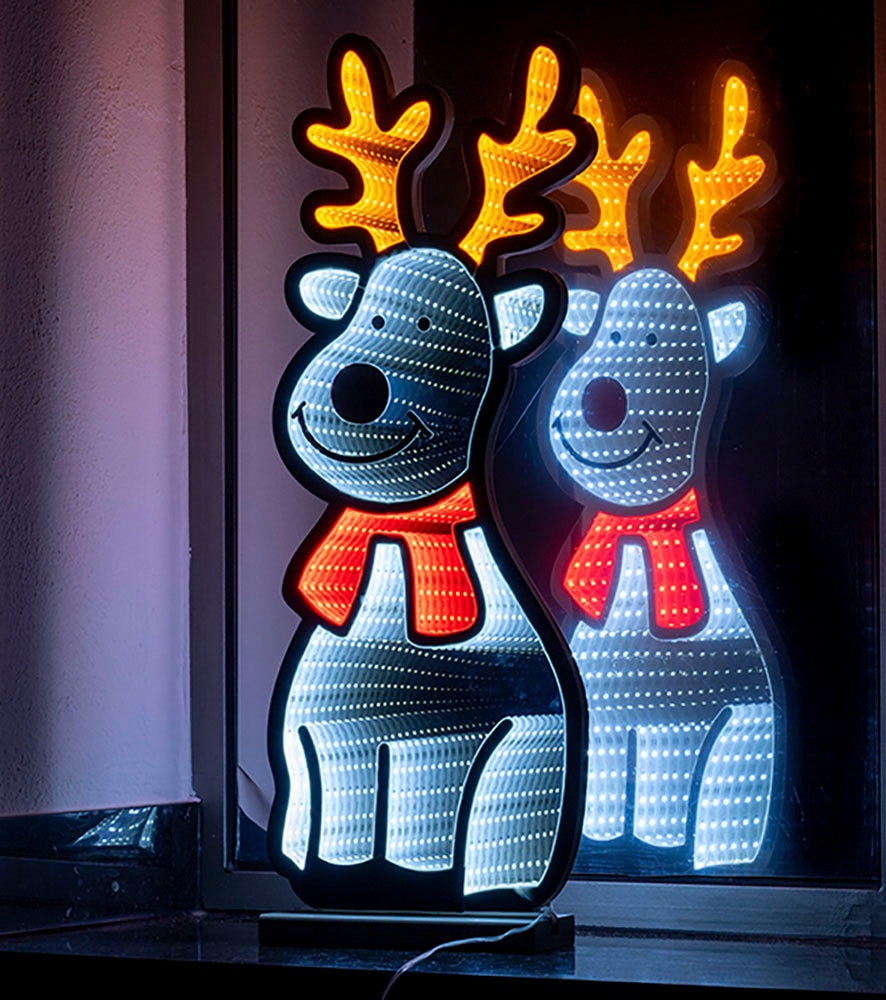 Star-Max LED Tischleuchte »LED Dekofigur, Infinity - Elch, Weihnachtsdeko mit Beleuchtung«, 225 flammig, mit Unendlichkeits-Effekt und 6/18 Stunden Timer, Höhe ca. 60 cm