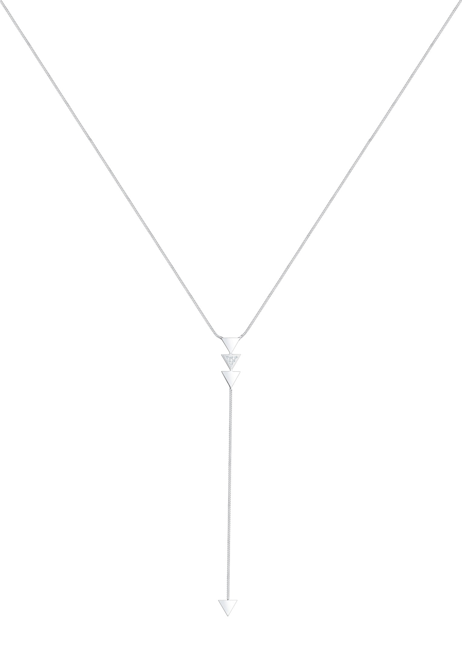Elli Y-Kette »Halskette Y-Kette Dreieck Glas Kristalle Weiß 925 Sterling Silber«