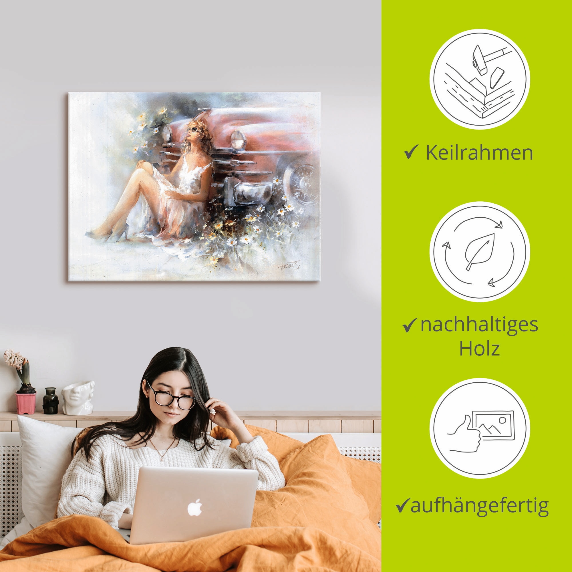 Artland Leinwandbild »Entspannen« Frau 1 Stk. tlg. auf Holzrahmen gespannt