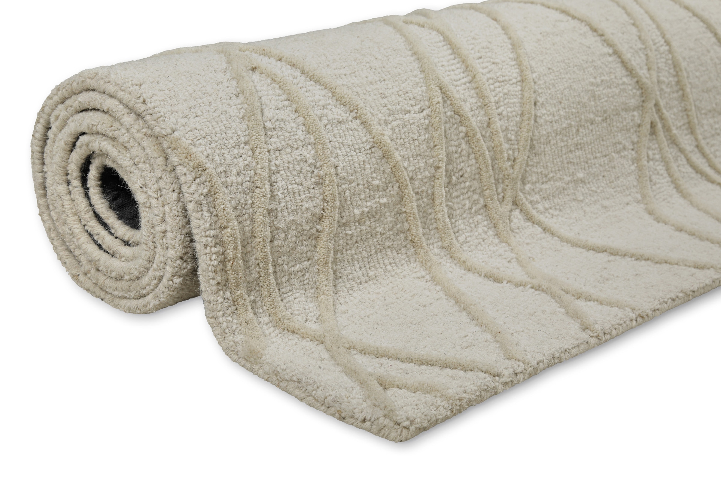 Wecon home Wollteppich »Hamptons TWENTYTHREE«, rechteckig, 15 mm Höhe, Läufer, Schurwolle, Kurzflor, Wohnzimmer, Schlafzimmer, Wellen