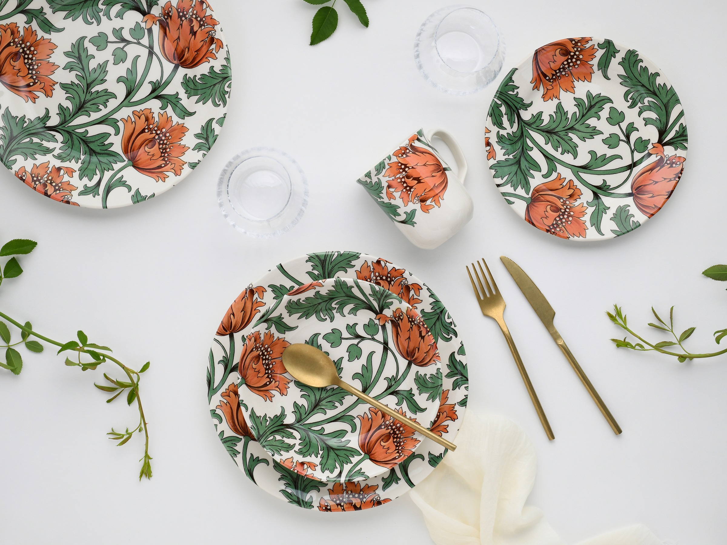 CreaTable Kombiservice »Florentina, Kombi-Service 16-tlg« Blumendekor