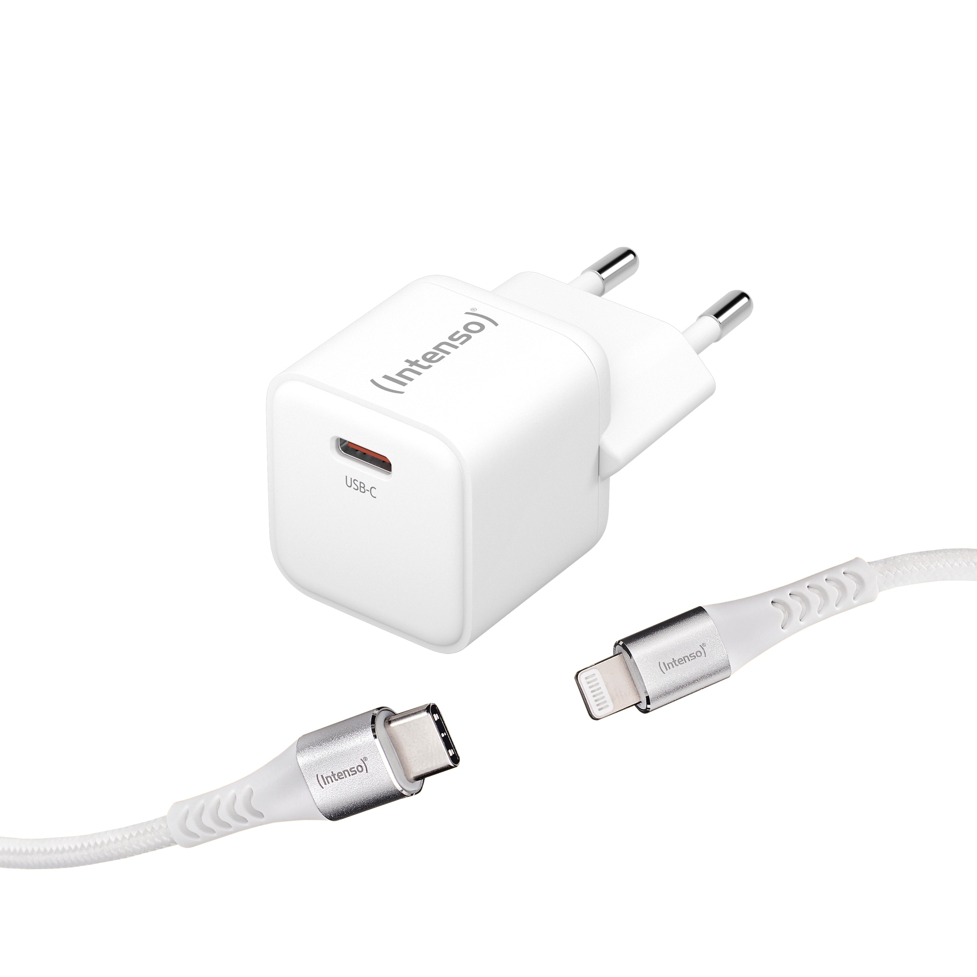 Intenso USB-Ladegerät »GaN Power Adapter Set, 30W USB-C mit USB-C zu Lightning-Kabel«