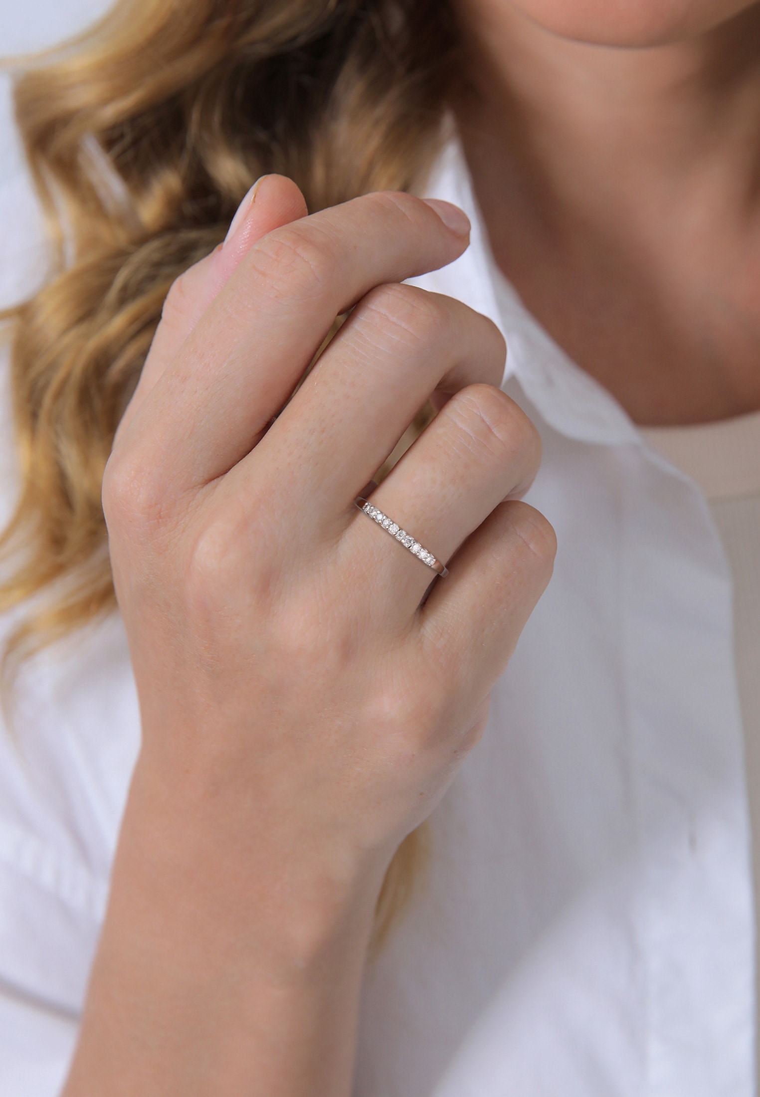 Elli DIAMONDS Verlobungsring »Ring Memoire Verlobung Diamant (0.15 ct.) 585 Weißgold«