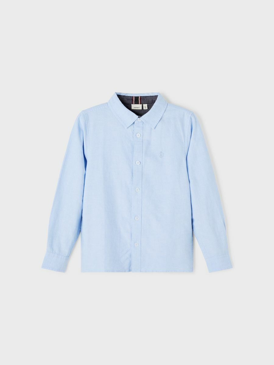 Name It Langarmhemd »NKMNEWSA für Jungen mit Knopfleiste und Baumwollkomfort«, unifarben, casual, regular fit, Baumwolle, Hemdkragen