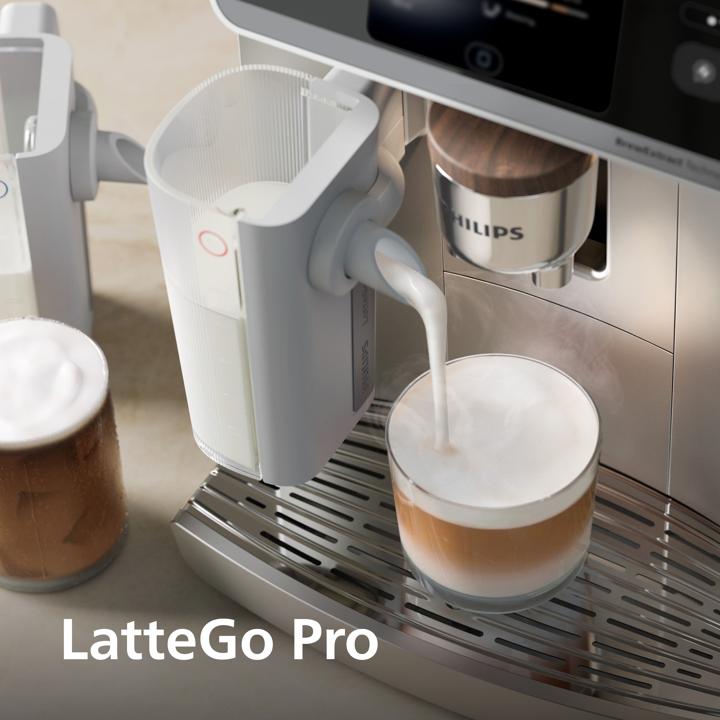 Philips Kaffeevollautomat »EP8757/20 8000 Series Café Aromis, 50 Getränke (heiß oder eisgekühlt)« LatteGo Pro-Milchsystem, BrewExtract Technologie, appfähig, Silber