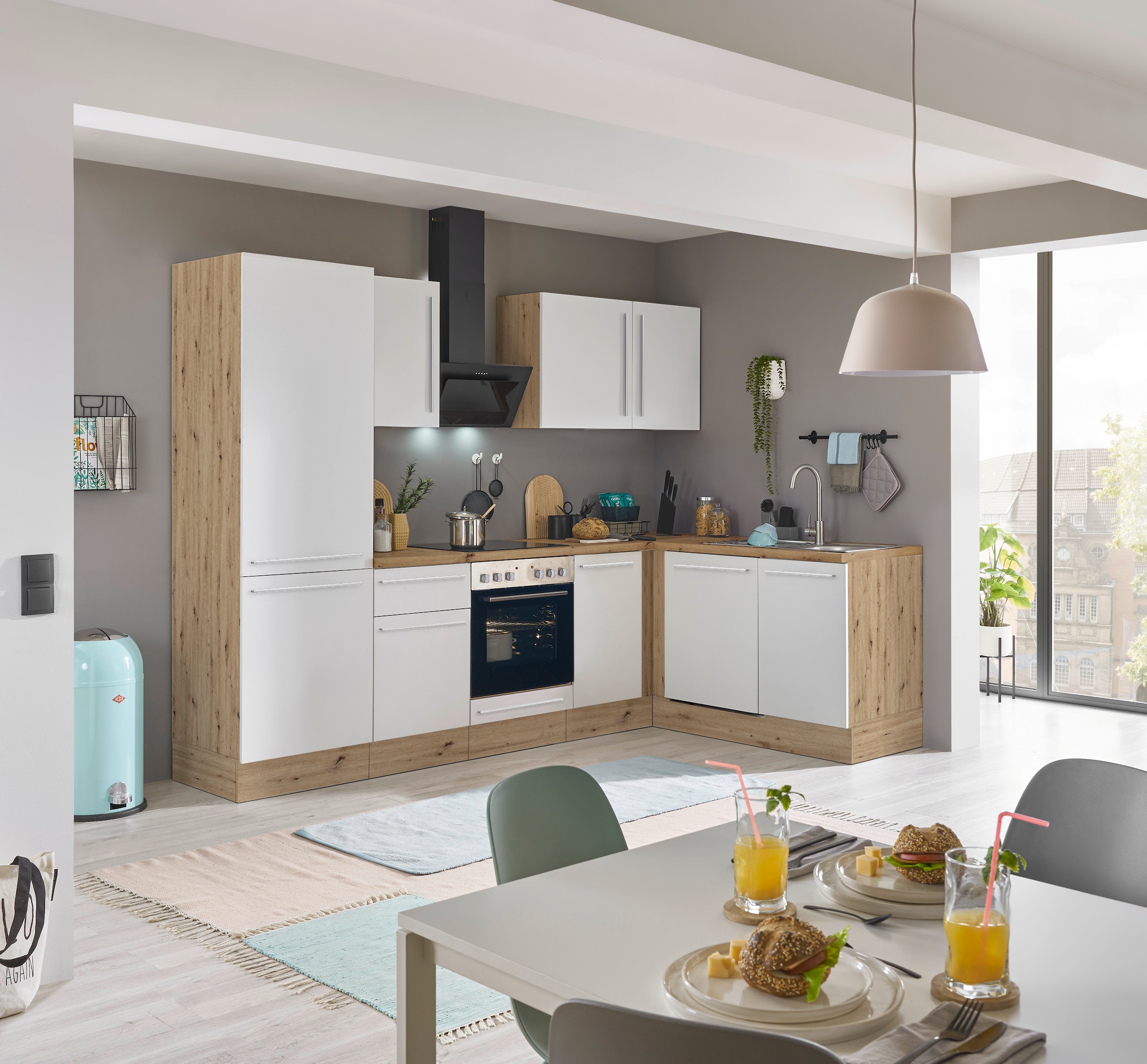 KOCHSTATION Winkelküche »Florida, Stellbreite 280x165 cm«, wahlweise mit E-Geräten, mit Softclose für Türen und Schubkästen