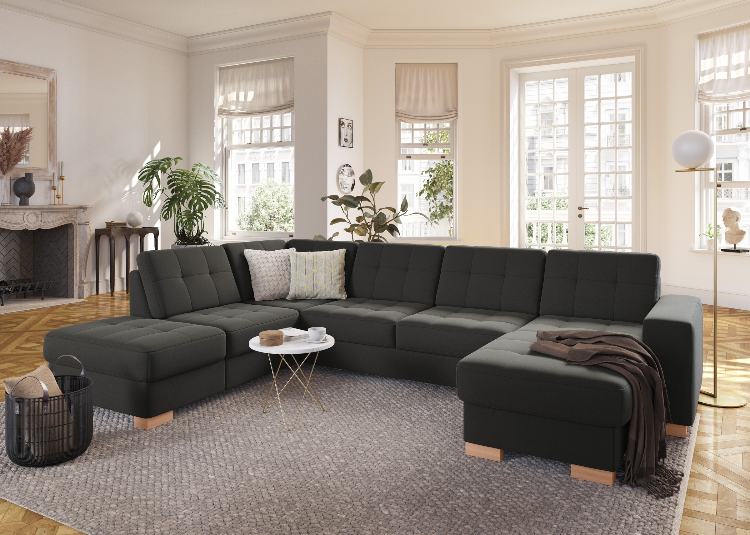 sit&more Wohnlandschaft »Quincy U-Form«, wahlweise mit Bettfunktion und Bettkasten