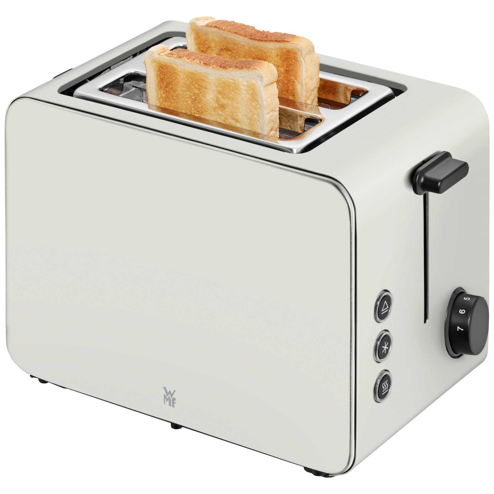 WMF Toaster »Stelio Paper White, Doppelschlitz Toaster mit Brötchenaufsatz« 2 kurze Schlitze für 2 Scheiben 1050 W 7 Bräunungsstufen, Brotzentrierung, Krümelschublade, Cromargan Gehäuse