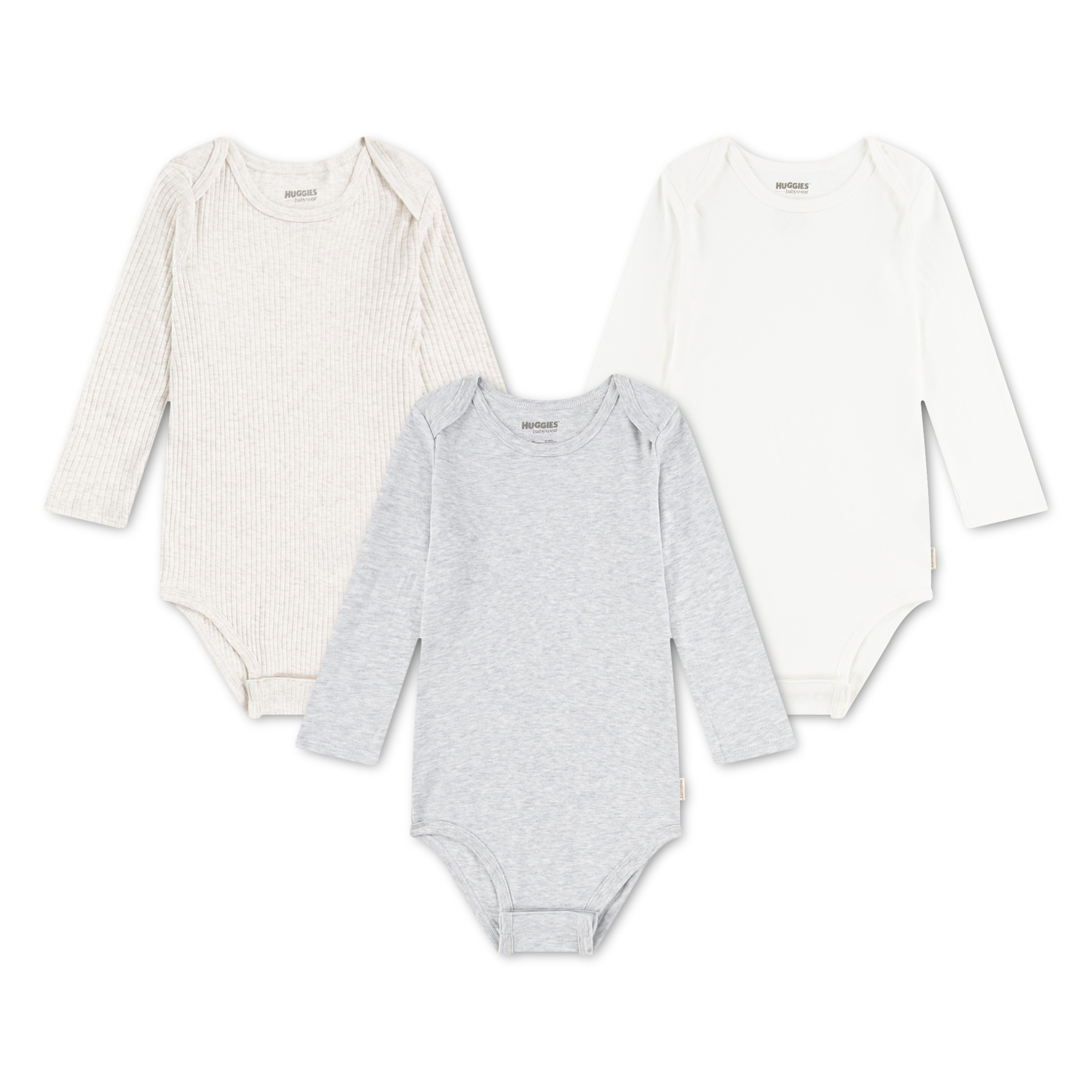 HUGGIES babywear Langarmbody »HUGB 3PK BODYSUIT« Packung, 3 Stk. 3er-Pack, in Ripp-Optik