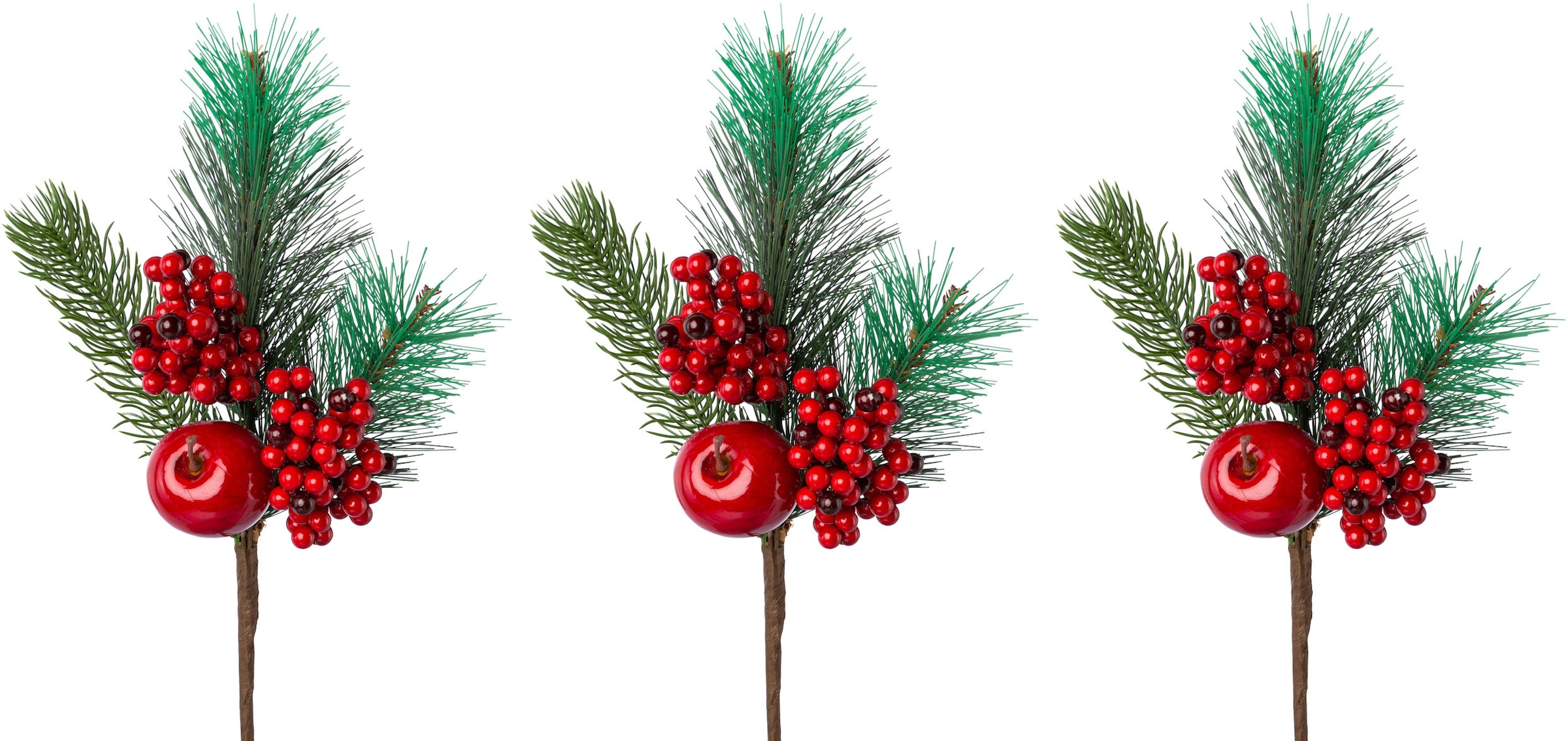 Creativ green Winterliche dekoriert Zweig und Kunstpflanze kaufen mit Apfel 3er-Set benadelt, Beeren, »Weihnachtsdeko«, bequem