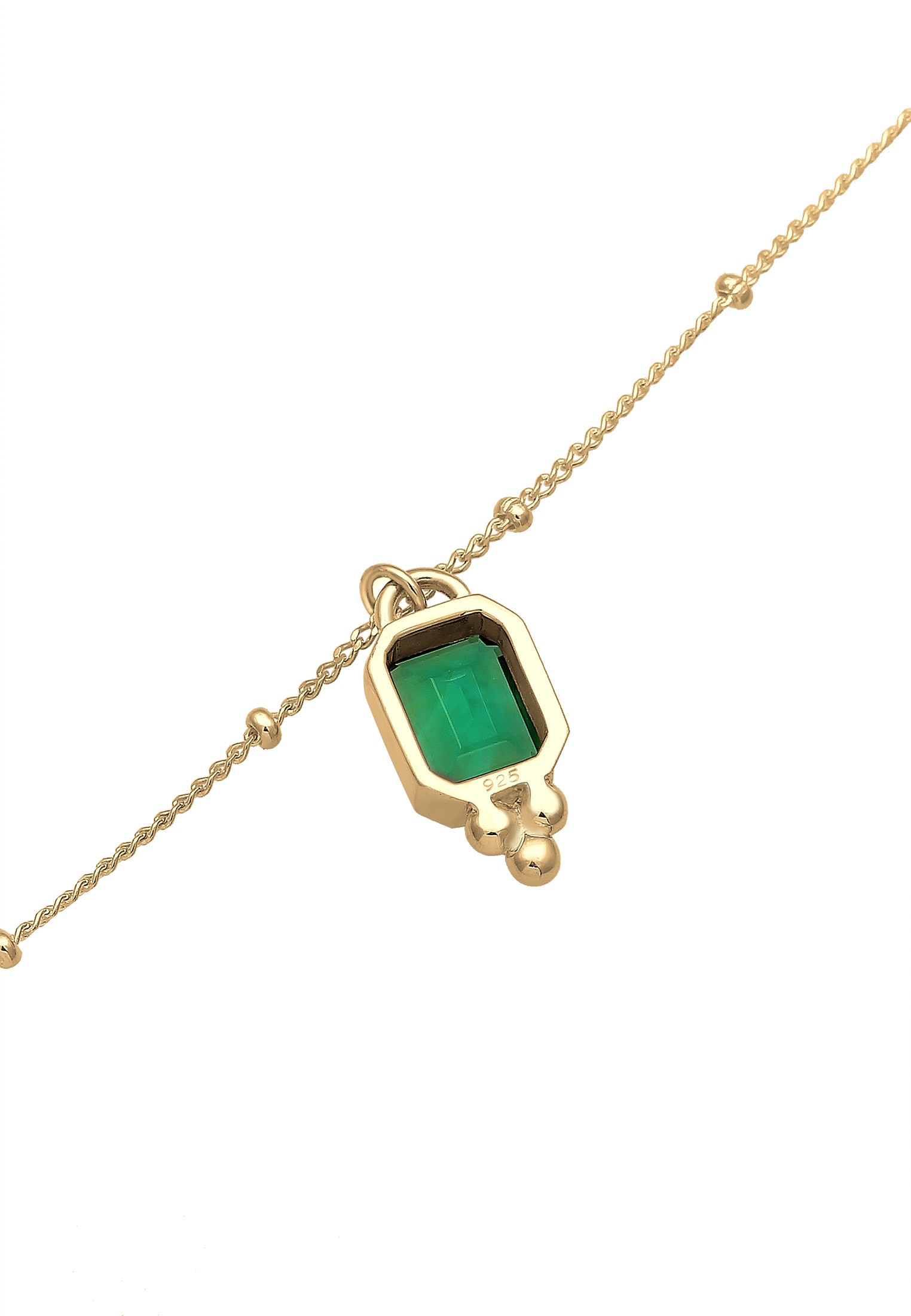 Elli Premium Silberkette »Halskette Quarz Grün 925 Sterling Silber vergoldet«